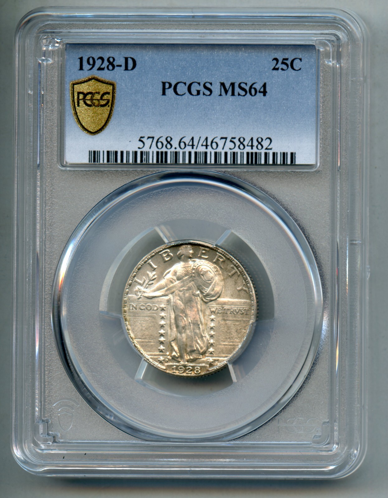 1928 D Standing Liberty Silver Quarter Dollar PCGS MS 64