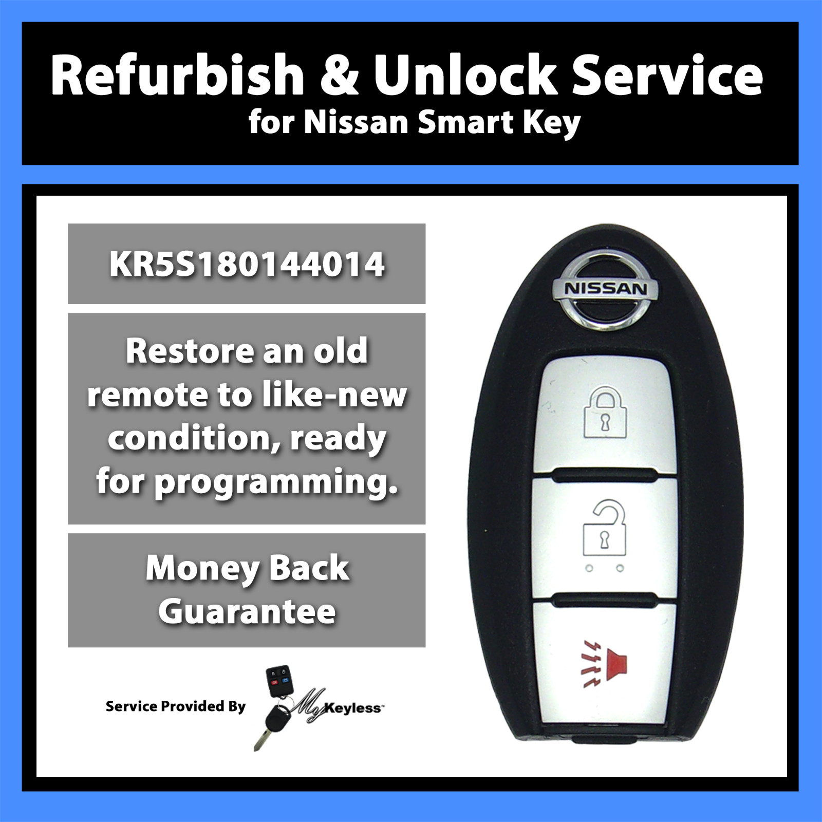 Unlock Reflash Service for Nissan Pathfinder Remote Smartkey Fob KR5S180144014