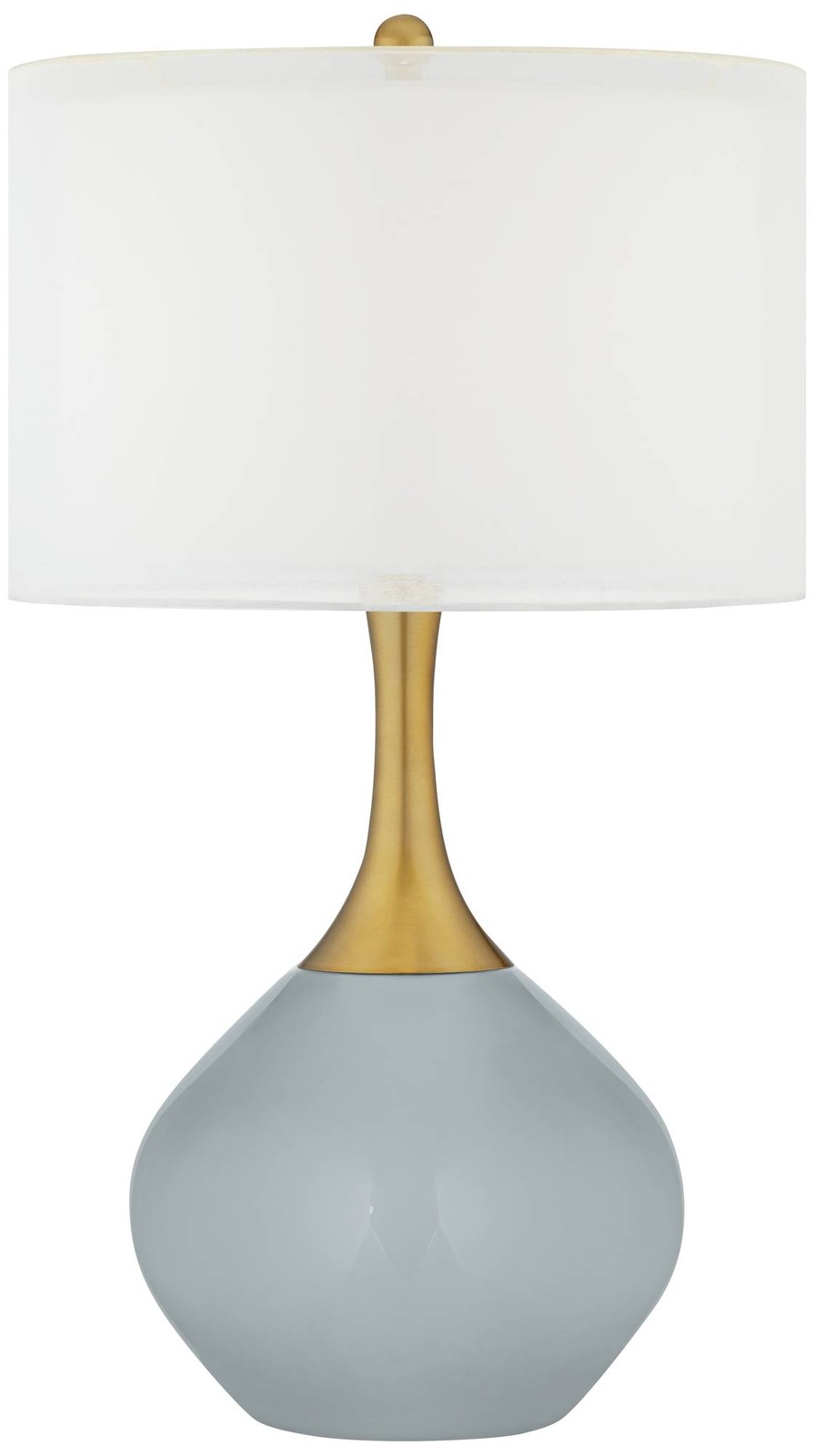 Color Plus Nickki Brass 30 1/2" Modern Uncertain Gray Table Lamp