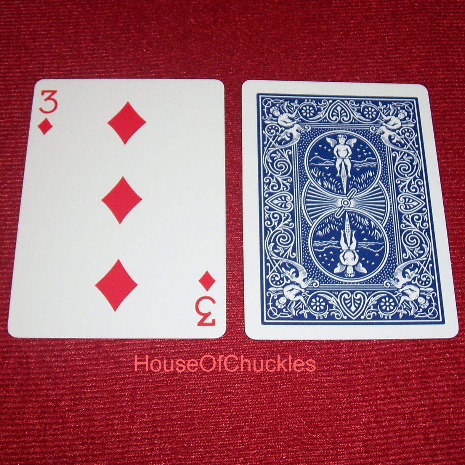 3D 1-Way Forcing Deck, Force Three of Diamonds, Bicycle One Way Card Magic, Blue