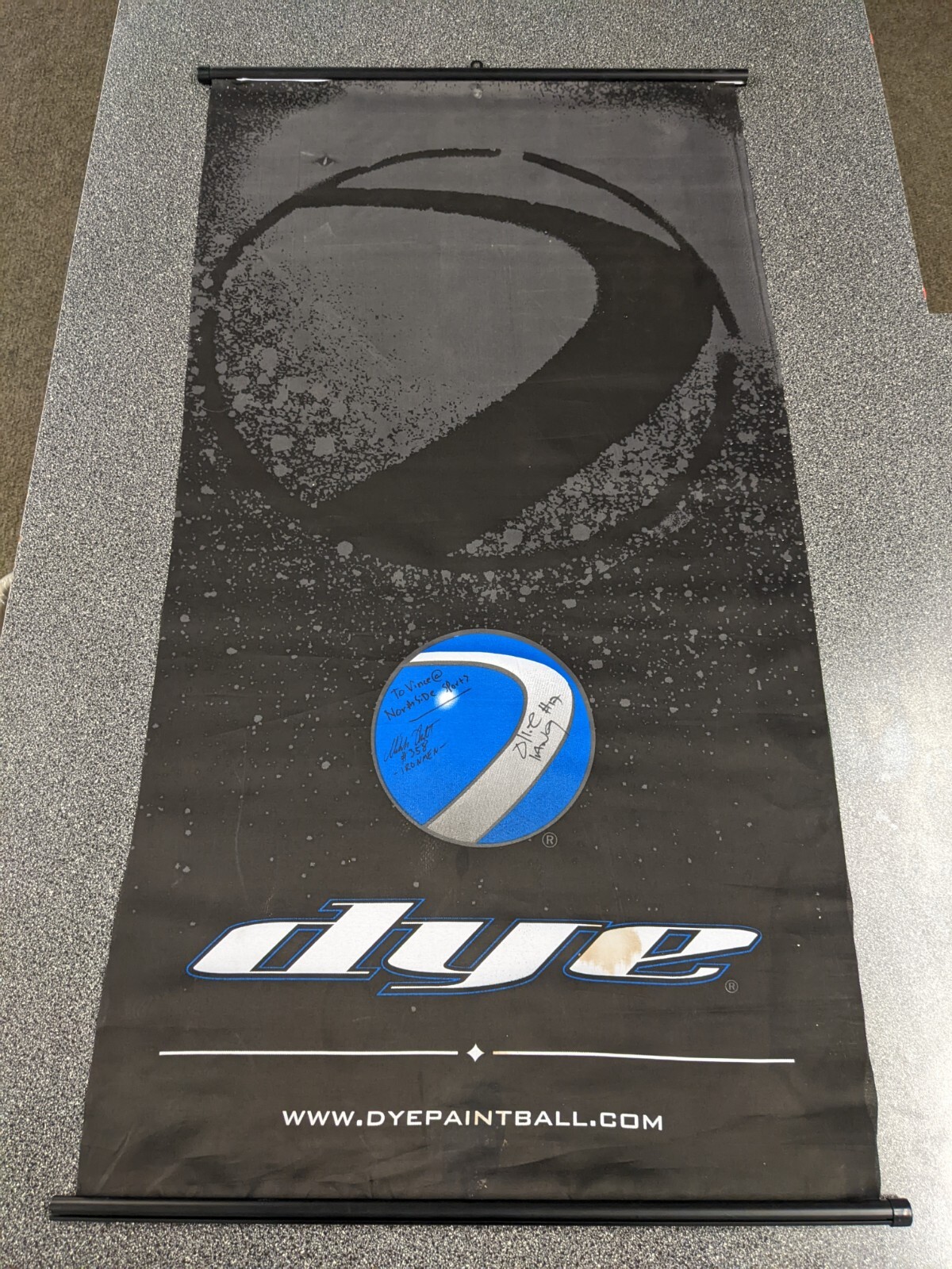DYE promotional banner/wall scroll. Signed by Oliver Lang! - RARE!