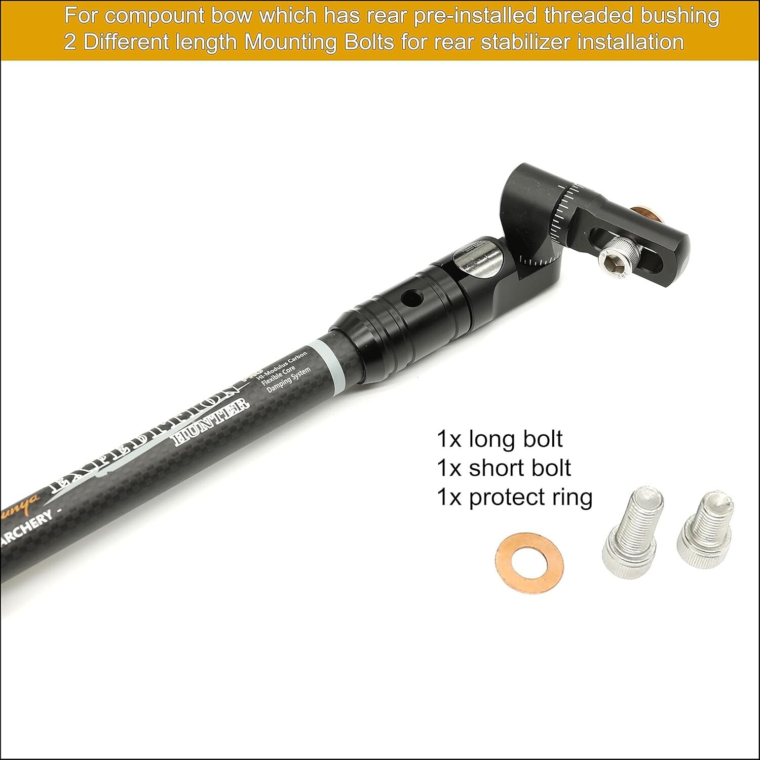 Professional Archery Stabilizer Kit - Lightweight Carbon Body & Weights Included
