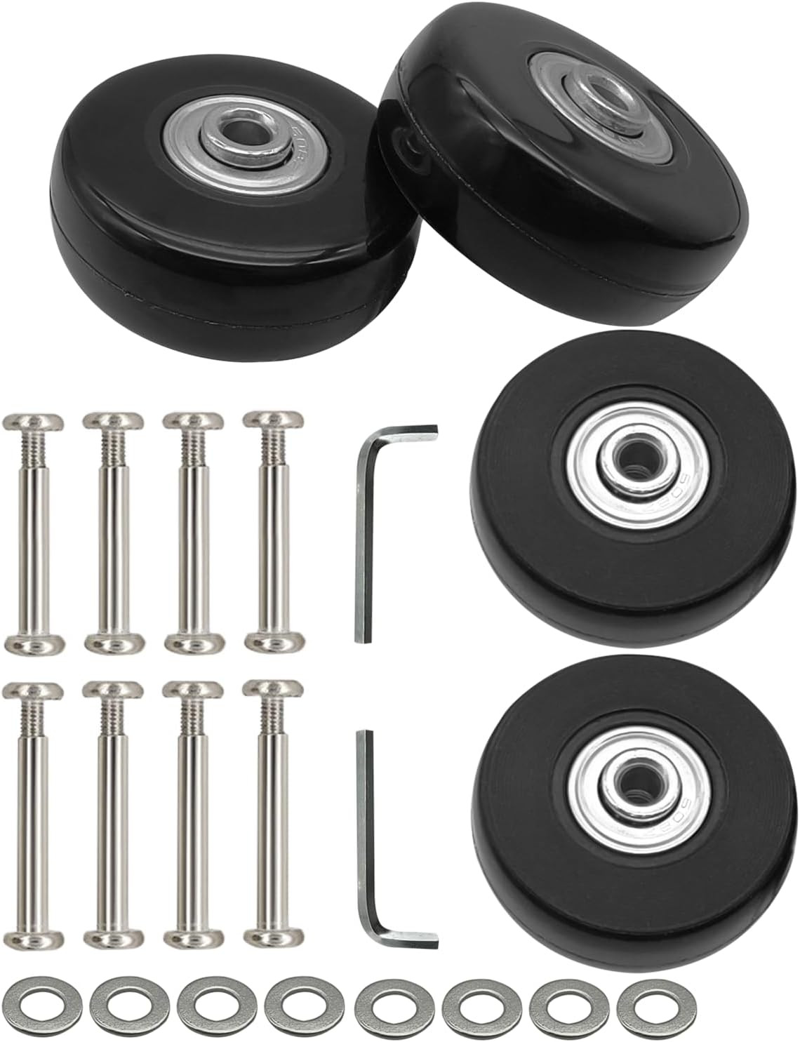 Luggage Replacement Wheels - 50 X 18Mm, 4Pcs Black Rubber Suitcase Wheels Repair
