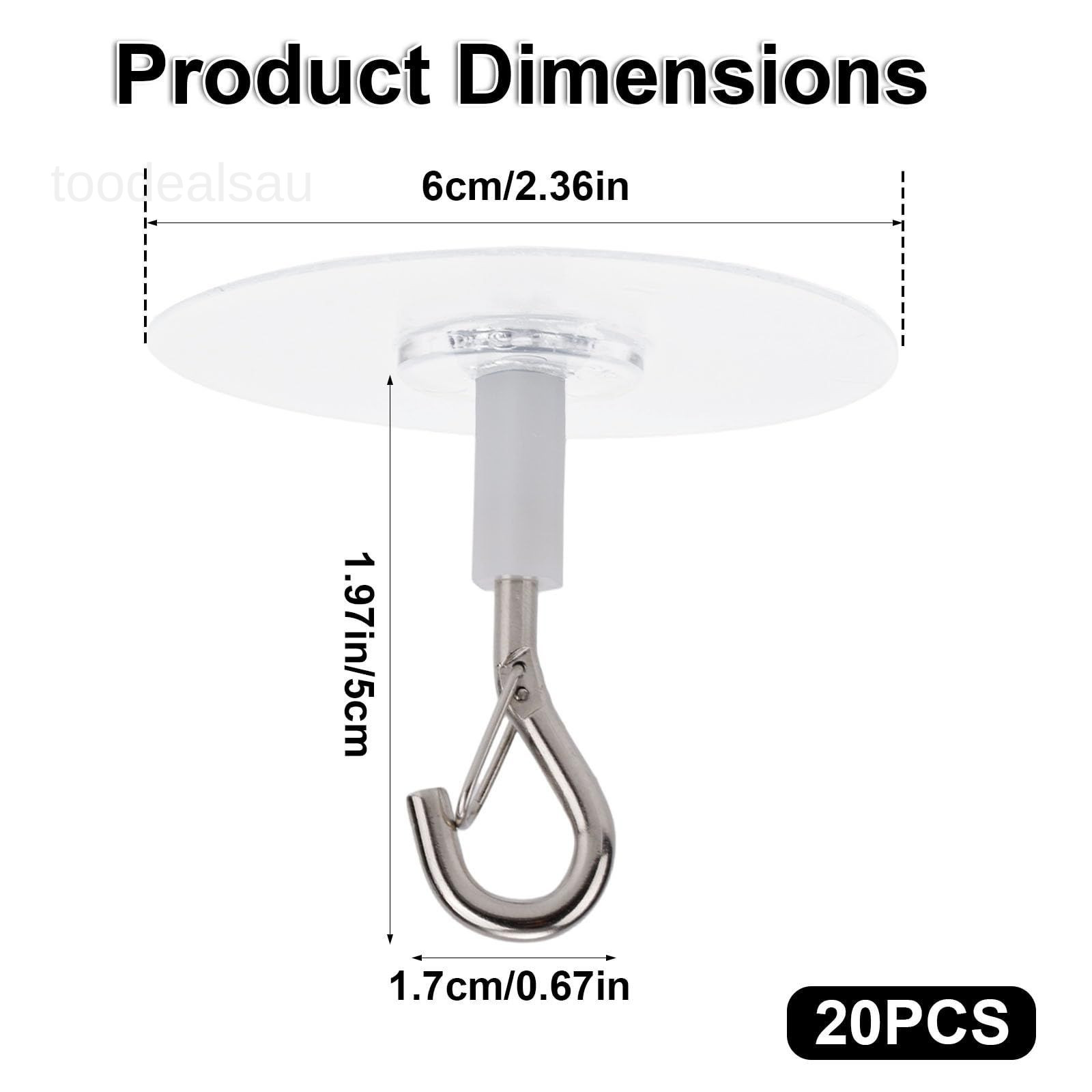 5pcs Strong Self Adhesive Ceiling Hooks, Heavy transparent, silver