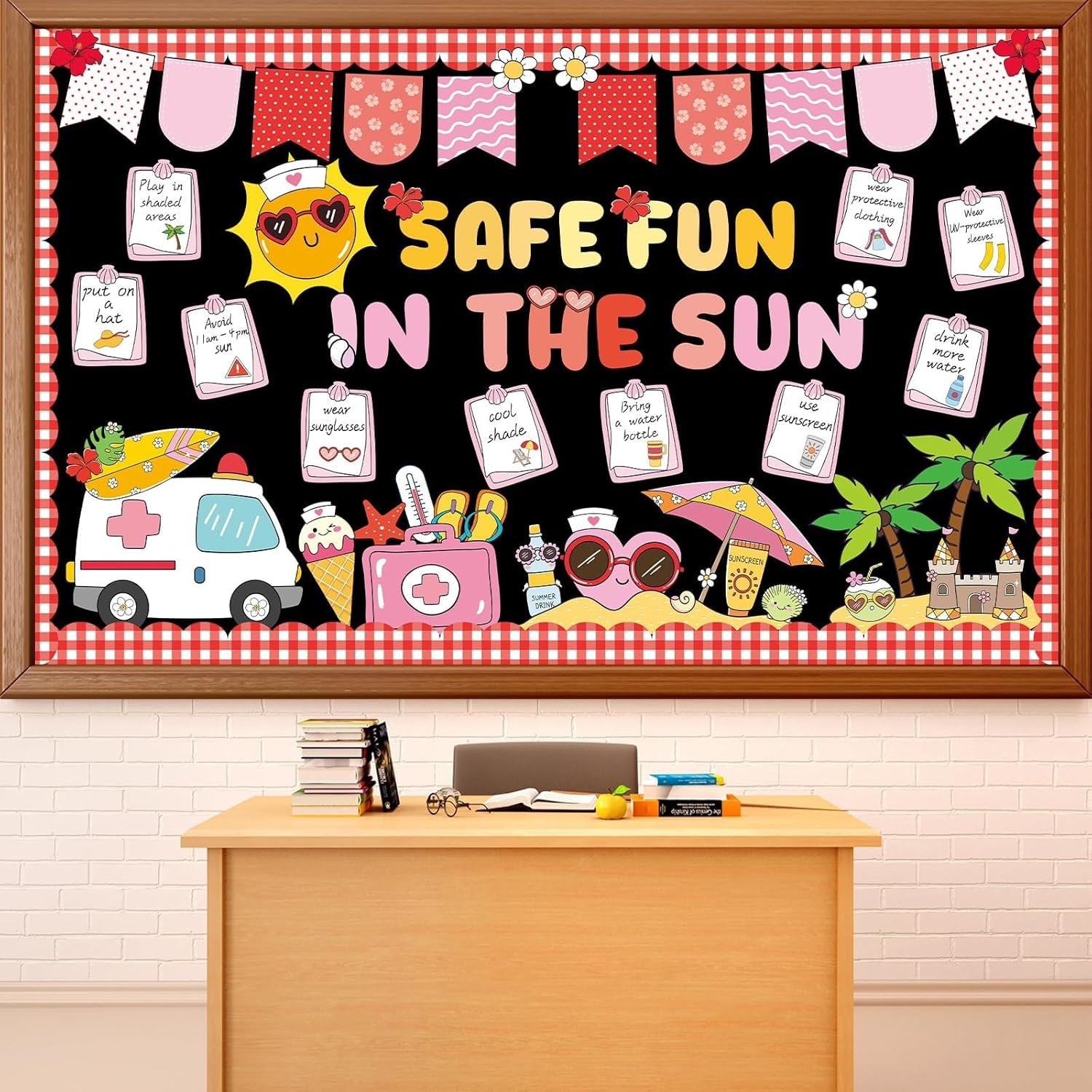 Summer Sun Bulletin Board Set Safe Fun in the Sun Classroom Decorations Summer C