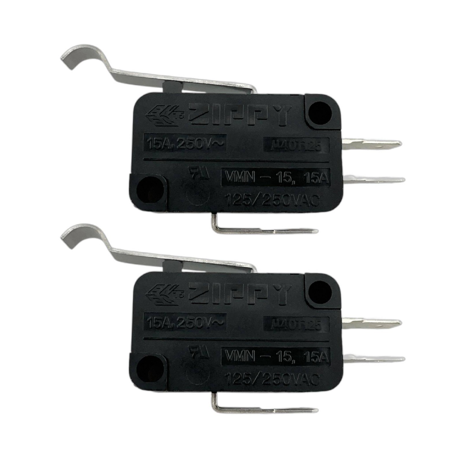 2x ZIPPY VMN-15 Curved Lever Micro Limit Switch 3 Pins 15A 125/250VAC