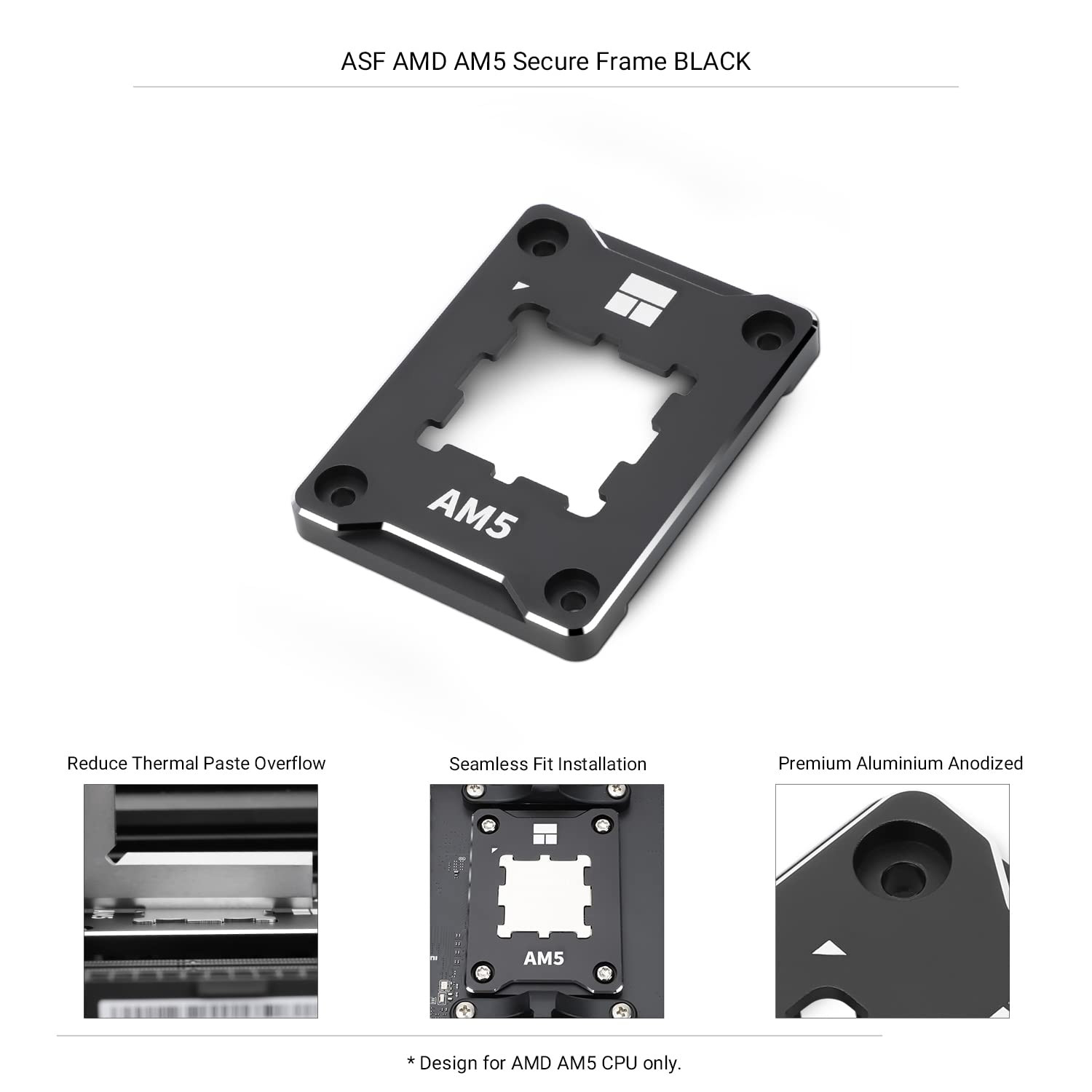 Asf-Black AM5 CPU Holder, Corrective Anti-Bending Fixing Frame, Full-Fit Fixed N