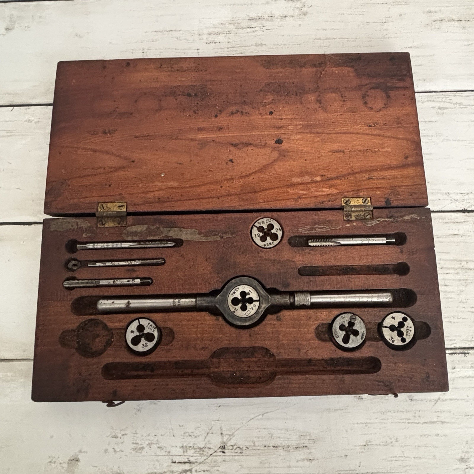 Vintage Tap & Die Tool Set Wooden Box Not Complete Sold As Is