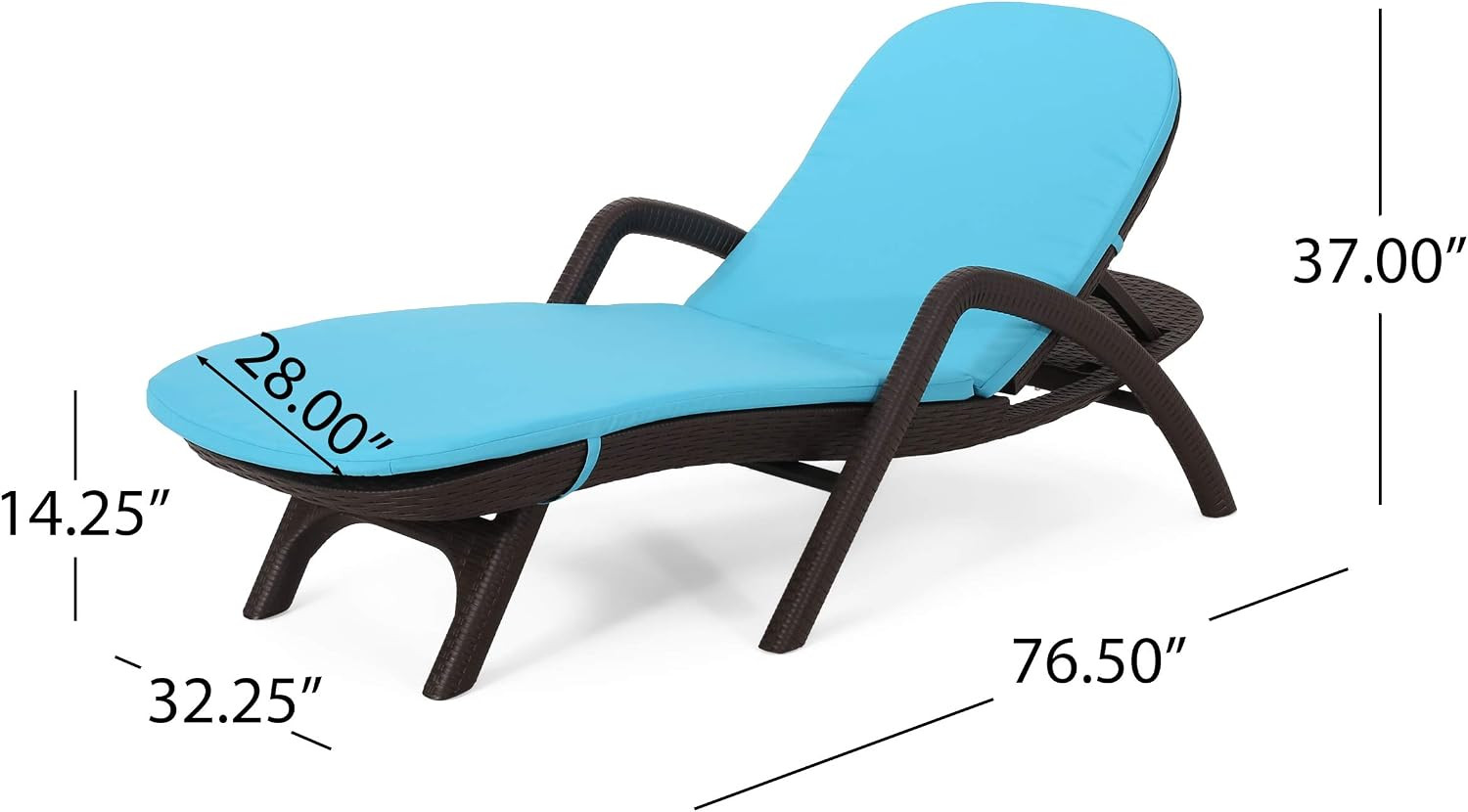 Chaise Lounge Set, Dark Brown + Blue