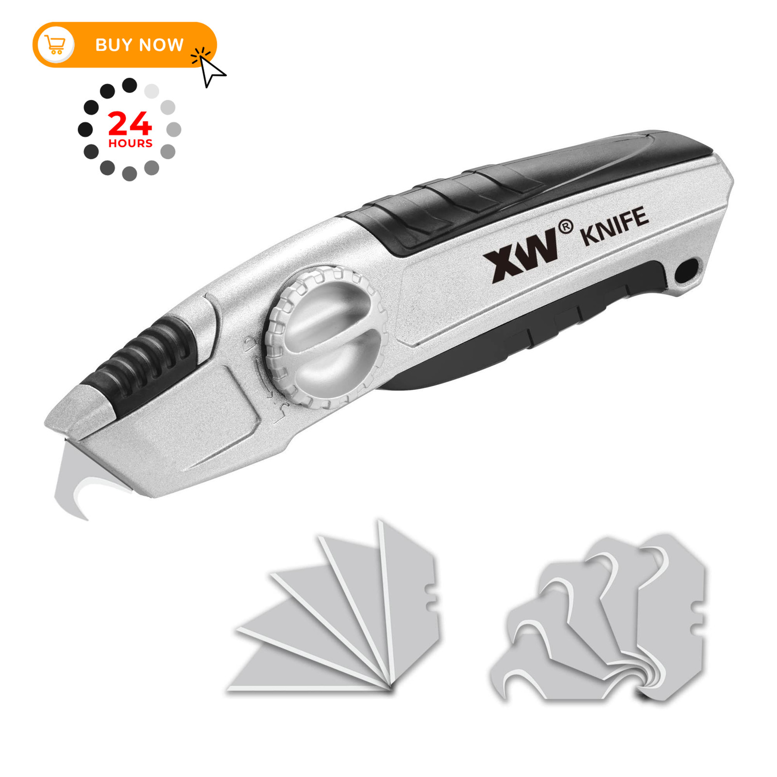 XW Fixed-blade Drywall Utility Knife, Non-retractable Heavy Duty Cutter Gray