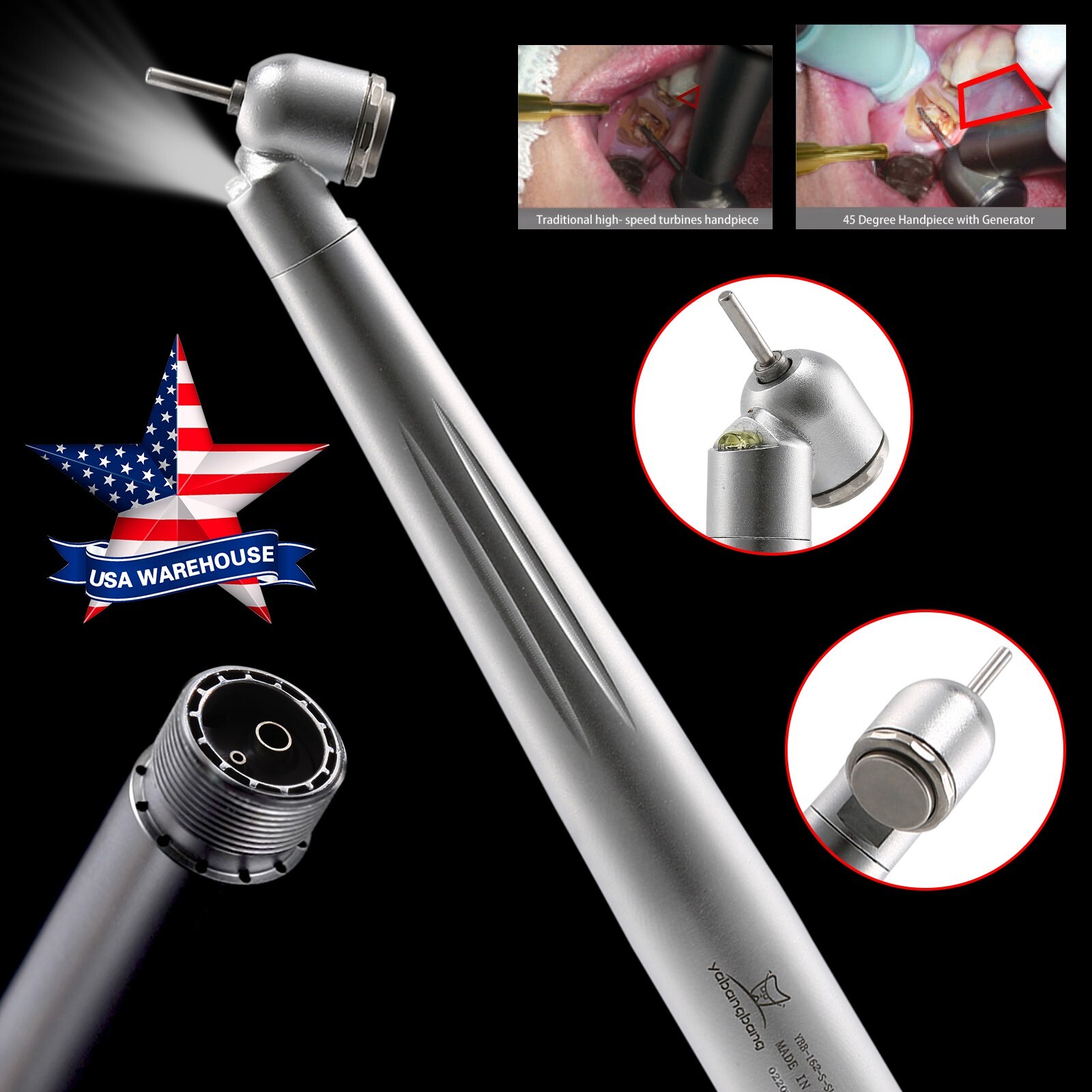 NSK Style Dental LED 45° Degree Surgical High Speed Handpiece Push Button 2 Hole