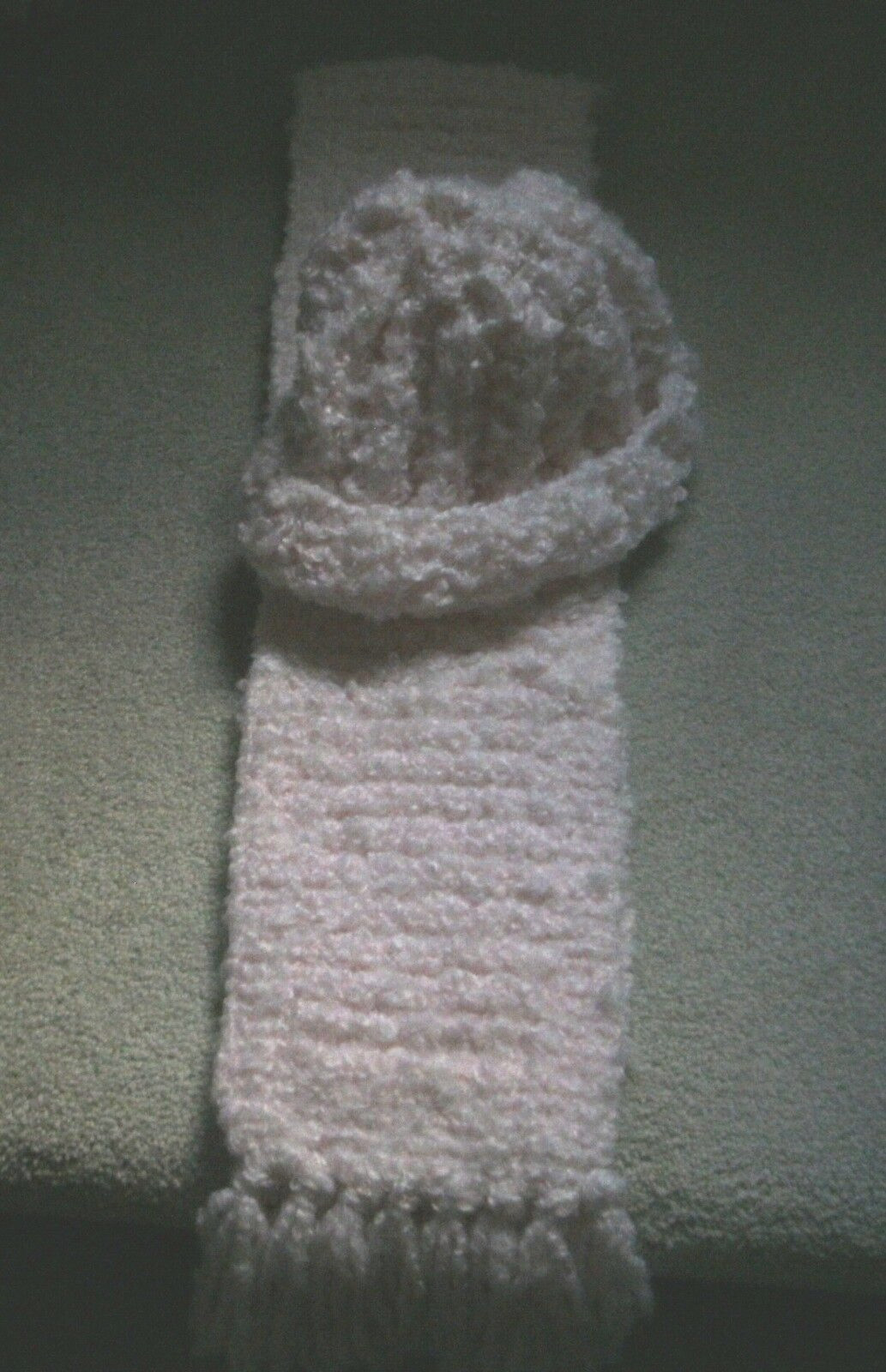 Hand Made Knit Scarf and Hat Set/Light Pink/Bulky Yarn/Very Warm