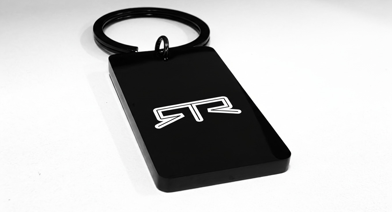 RTR Keychain Black Metal Polished Keychain Engraved