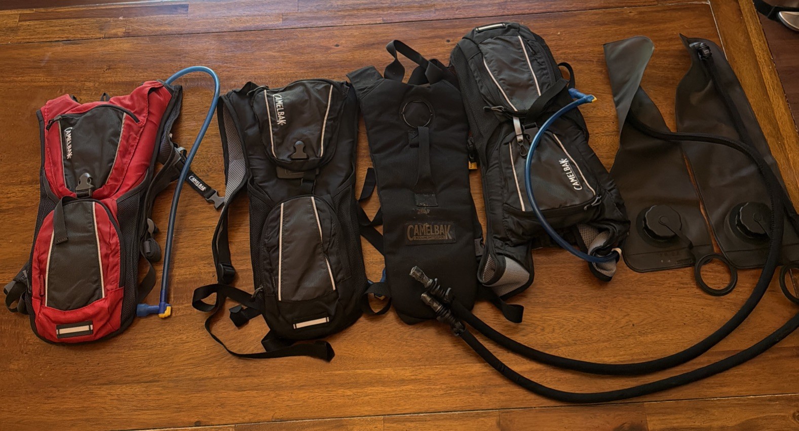 Camelbak Lot of 4 HAWG & Rogue Gray Black Red Hydration BackPack Hike Camp Bags
