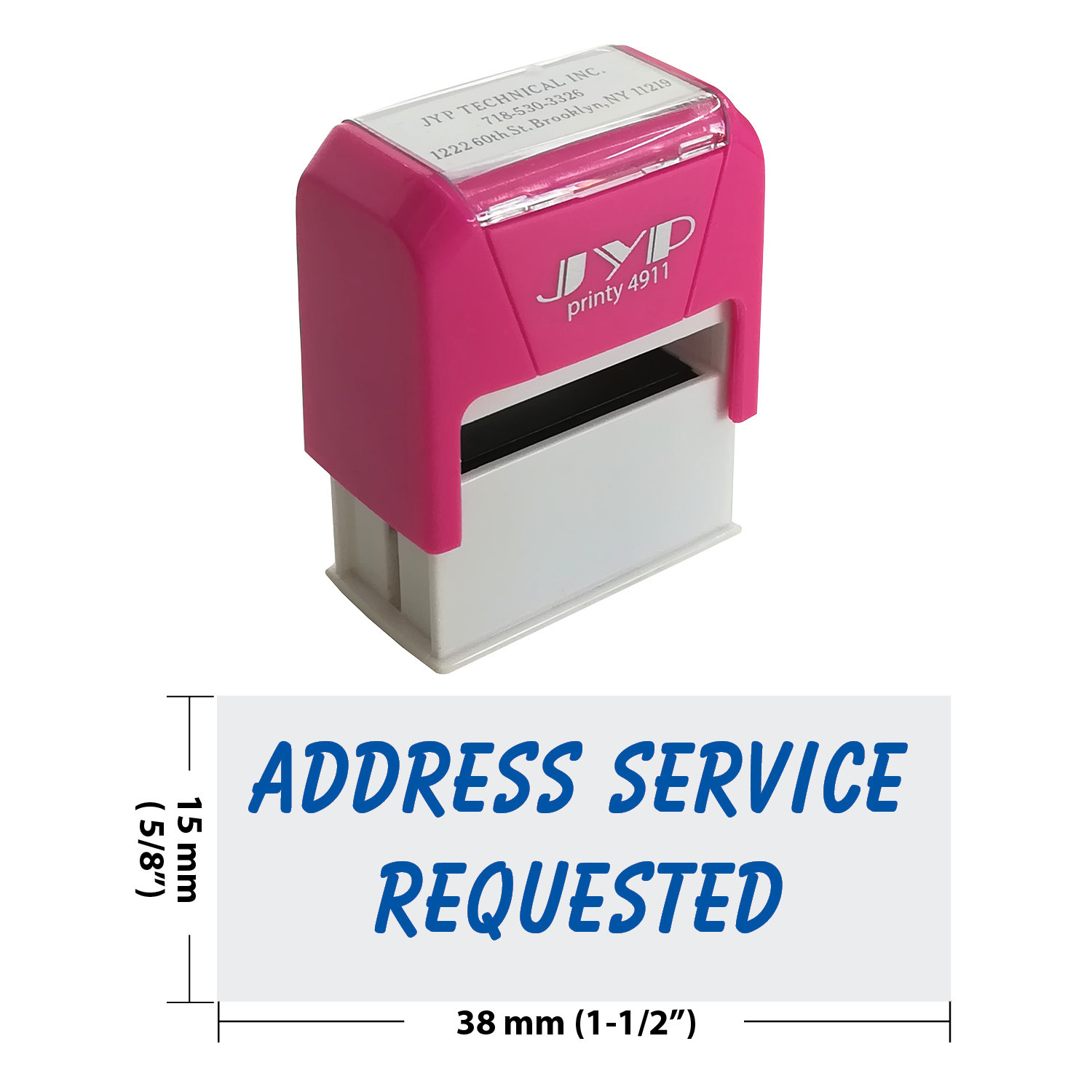 Address Service Requested -Self Inking Rubber Stamp - JYP 4911R-14 ( BLUE INK)