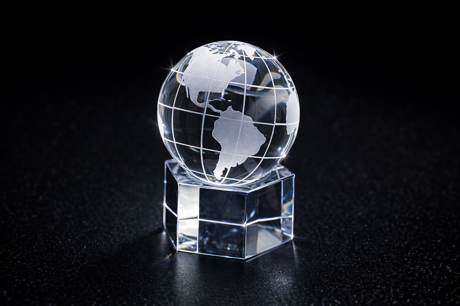 50mm Crystal Globe on Hexagon Base Elegant Glass World Décor