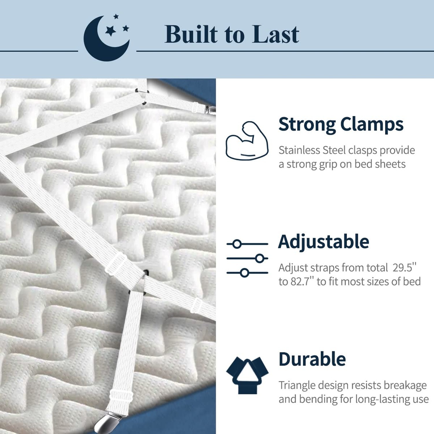 Sopito Sheet Straps, Adjustable Bed Sheet Suspenders Max Stretch from 29.5 in...