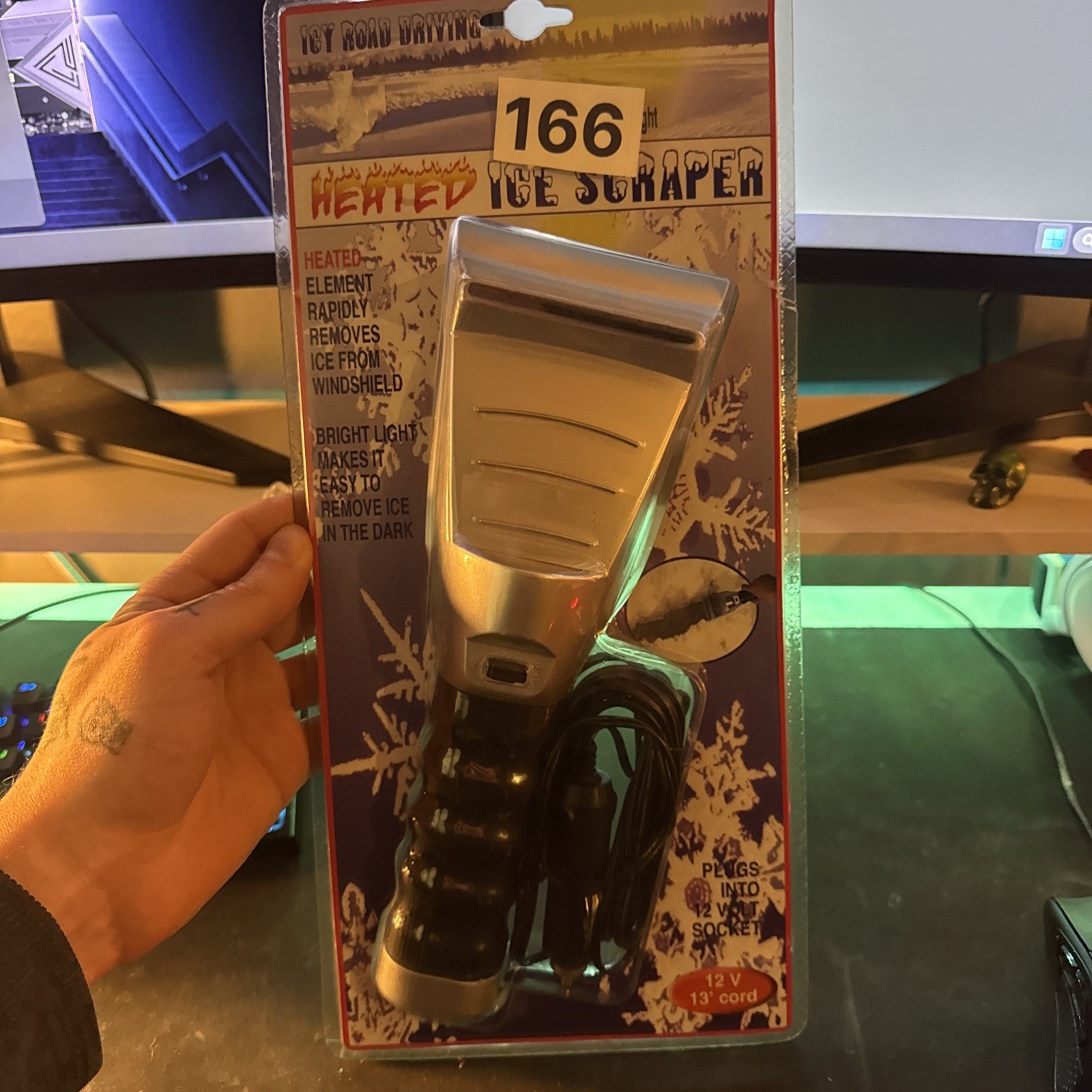 Heated Ice Scrapper With Bright Light 12v 13' Cord NIB