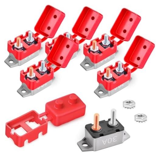 mp Automatic Reset Circuit Breaker 12V-24V DC for Automotive Red Cover 30A