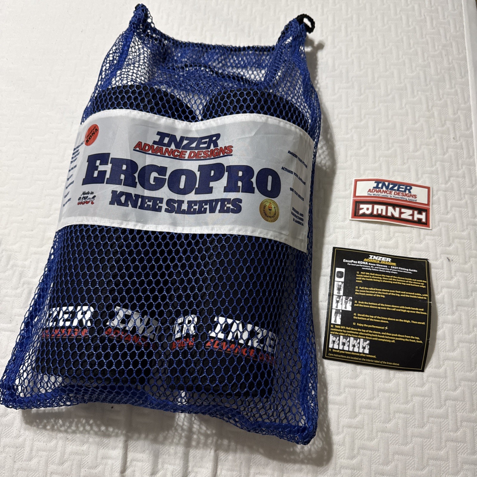 Inzer ErgoPro KONA Knee Sleeves™ (conical shaped ErgoPro) Size Large New