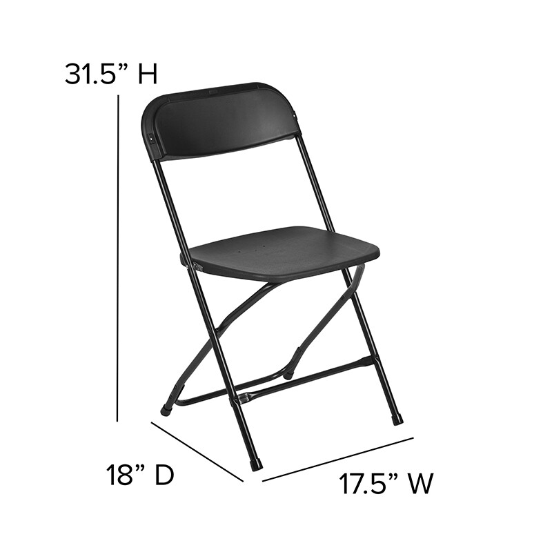 (100 PACK) 650 Lbs Capacity Commercial Quality Black Plastic Folding Chairs