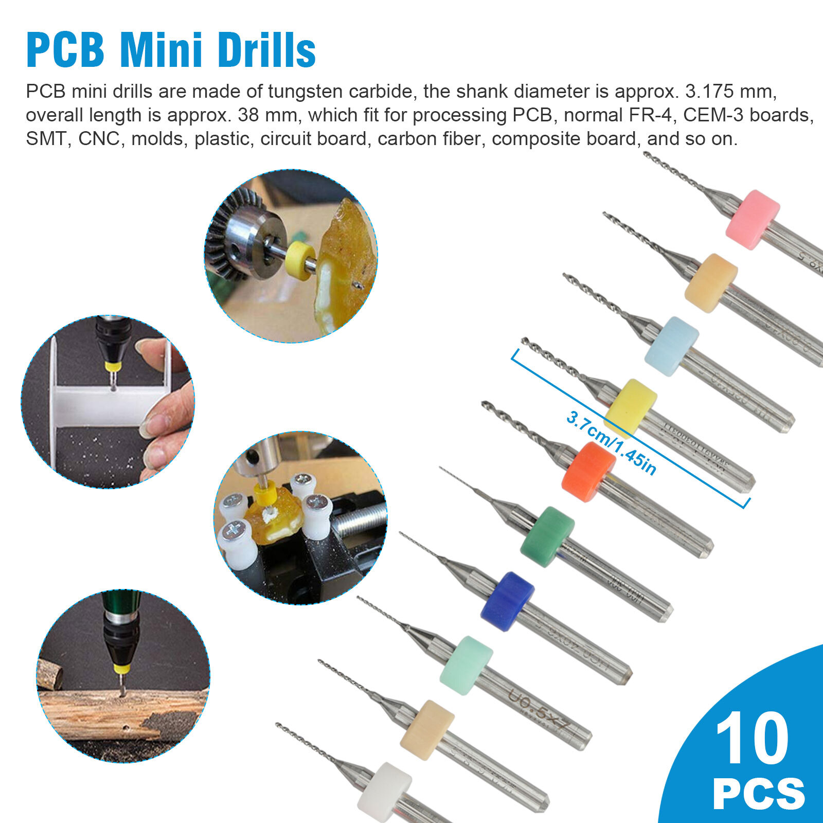 59x Precision Mini Micro Hand Twist Drill Bits Pin Vise Set Rotary Tools DIY Kit
