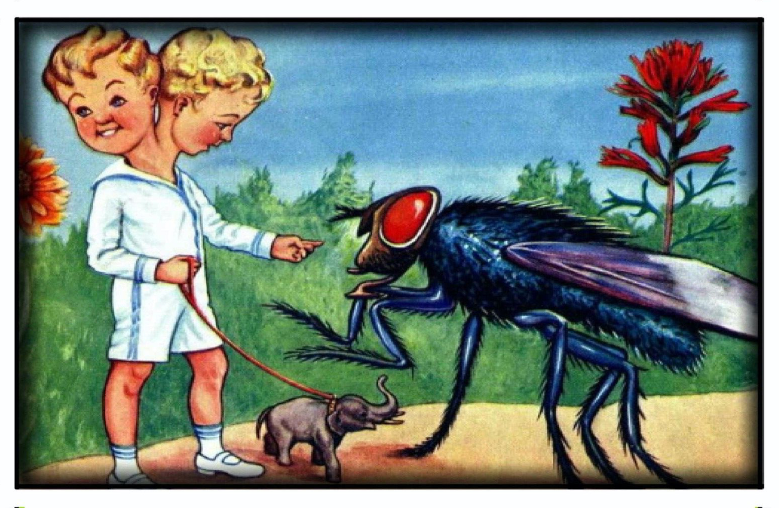 Magnet #560 Nightmare Fuel #2 Surrealism Collage Big Fly Two Headed Person