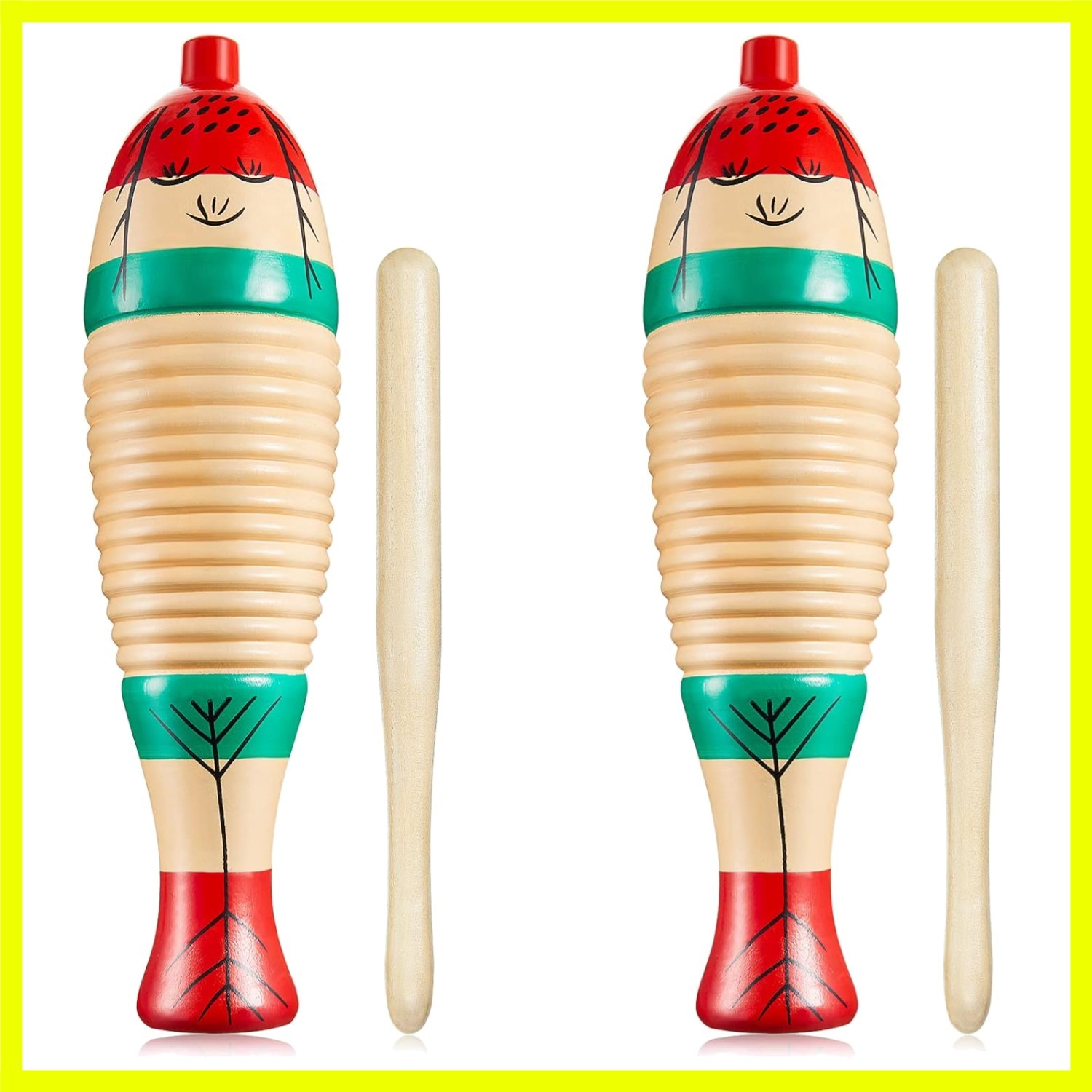 Durable 2-Piece Fish-Shaped Guiro Set with Rhythm Sticks - Perfect for Parties