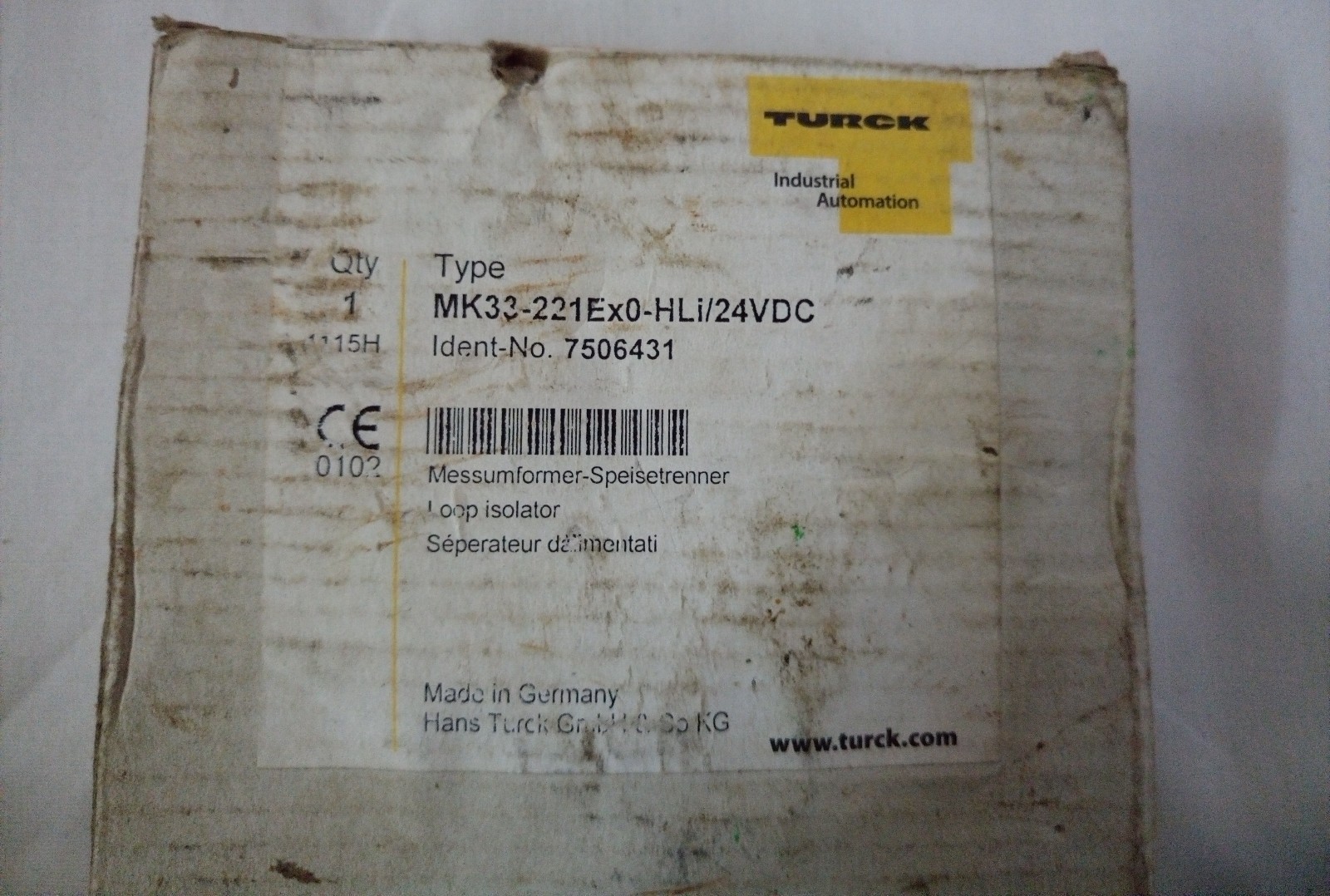 TURCK ELEKTRONIK MK33-221-EX0-HLI/24VDC Loop Isolator P/N: 7506431