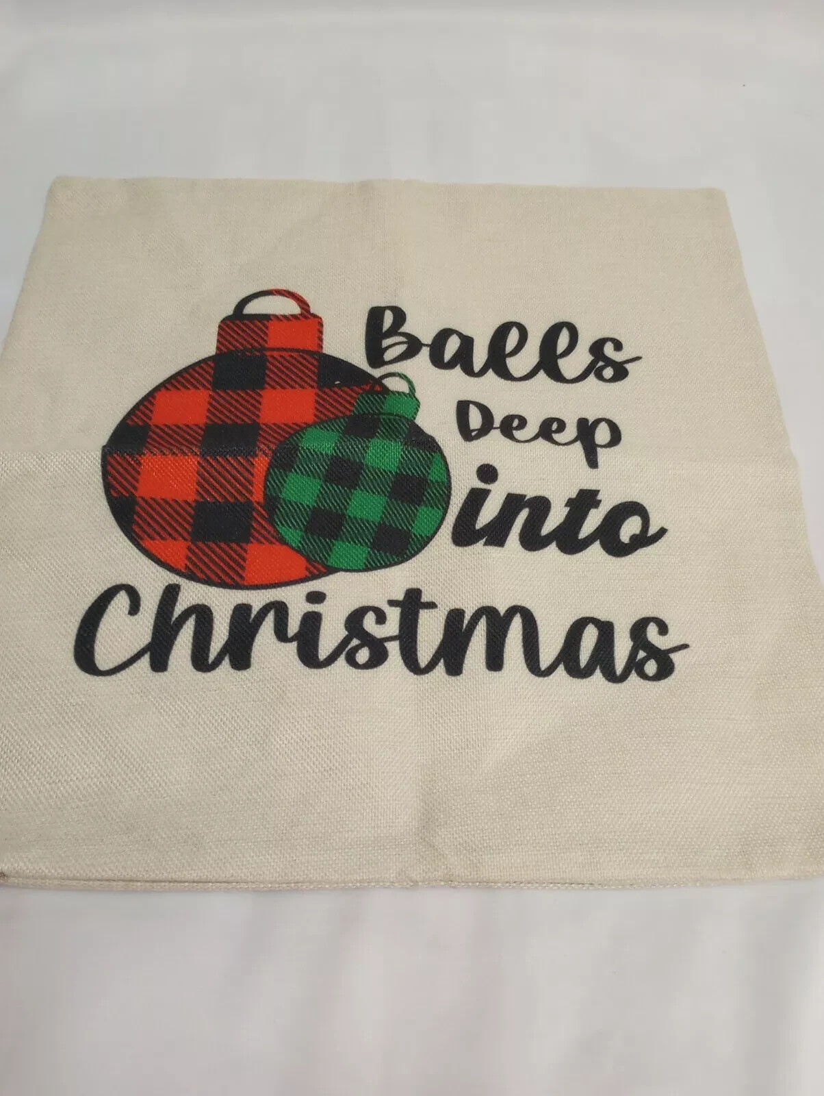 2pc Merry & Bright / Balls Deep Into Christmas Pillow Covers. Measures 17.5"