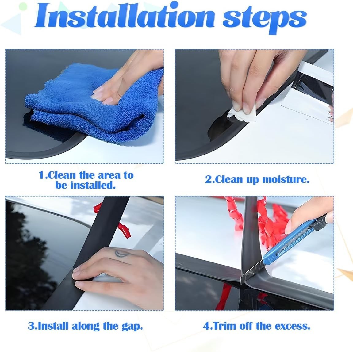 Durable Black Rubber Windshield Weather Stripping Set – 0.55'' & 0.74'' Widths