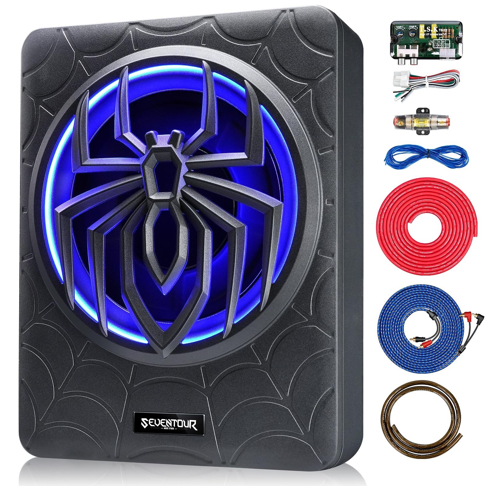 10" 1000W Slim Under Seat Powered Car Subwoofer, Car/Truck Audio Sub Built in...
