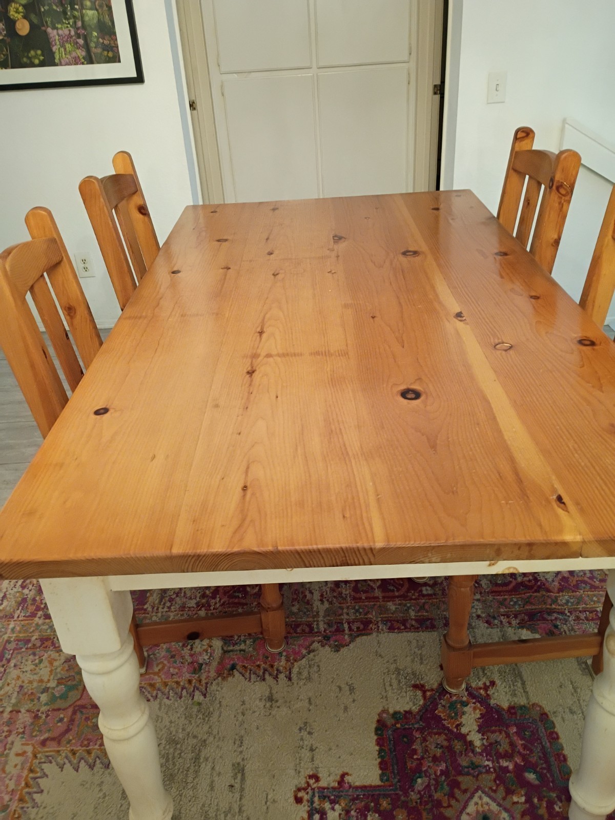 7-Piece Rectangular Wood Dining Table Set w/ 6 Chairs