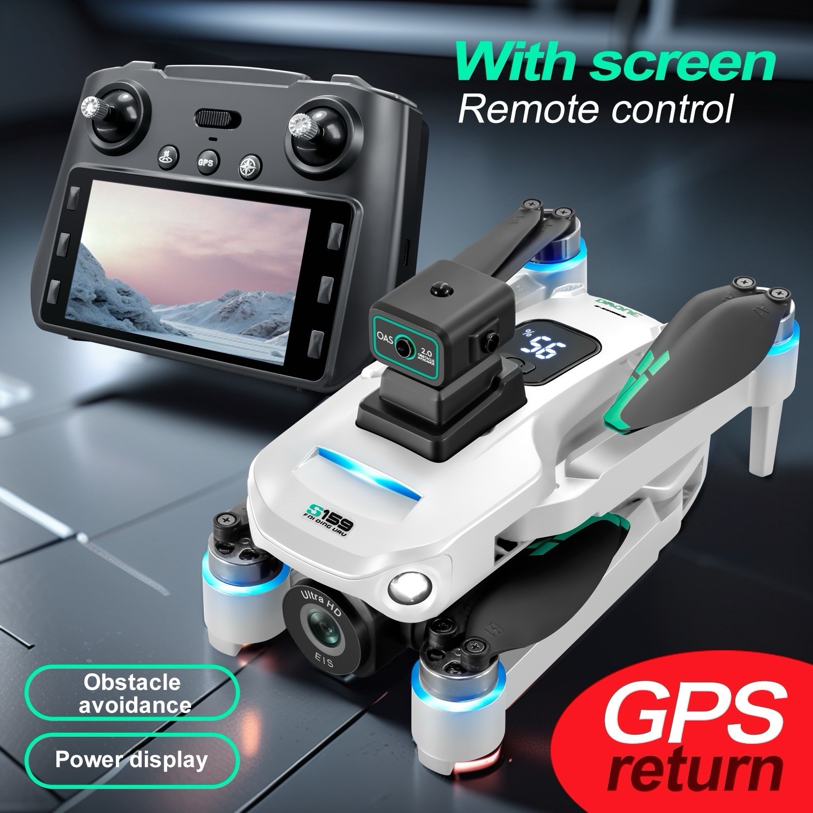 GPS S159 Drone HD Camera Foldable Quadcopter Remote Screen Obstacle Avoidance