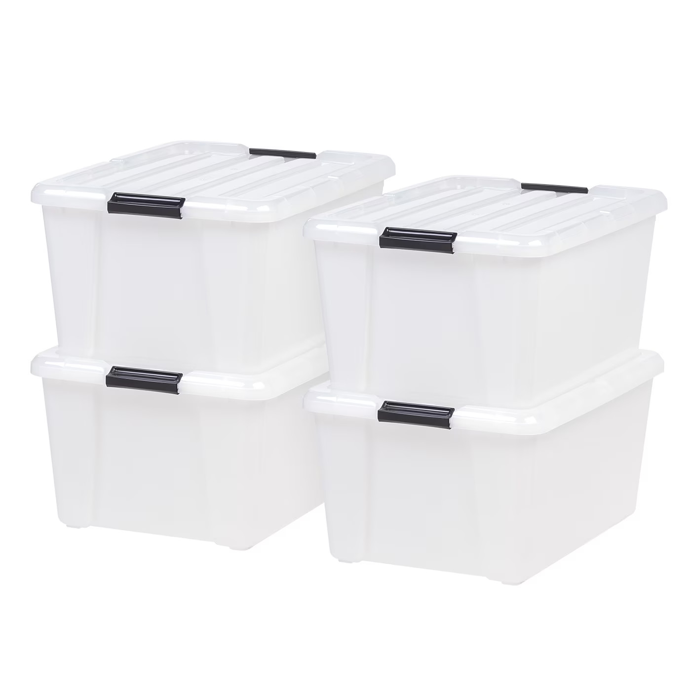 IRIS USA 45 Qt Plastic Storage Bins with Lids Latching Stackable Totes 4 Pack