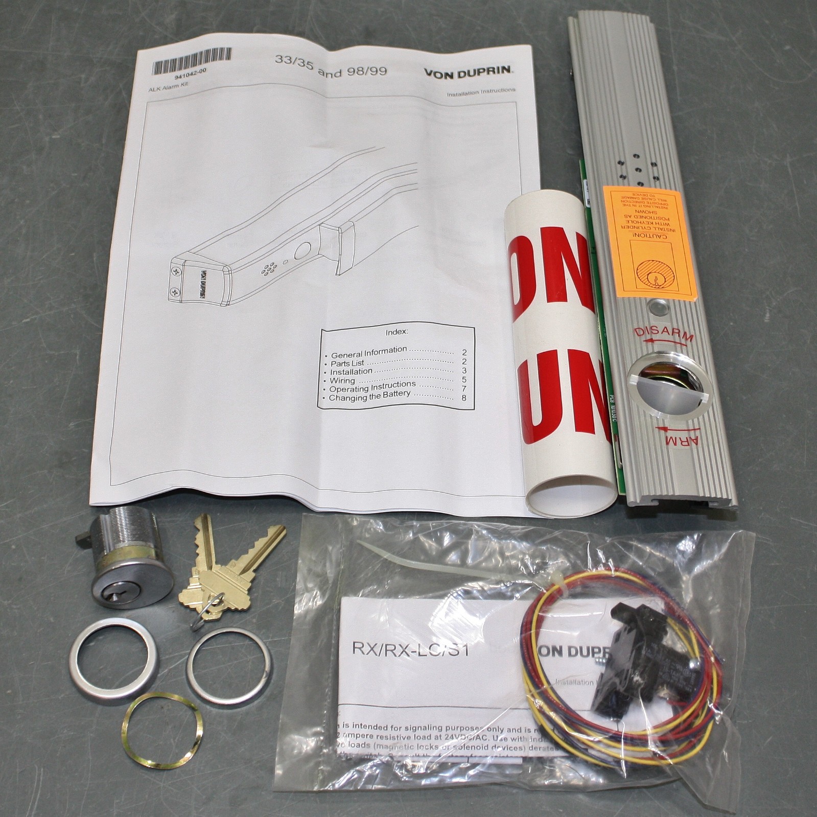 Von Duprin Exit Door Alarm 99ALK 3FT US26 3215, 9V DC, Mortise, 85 dB Siren