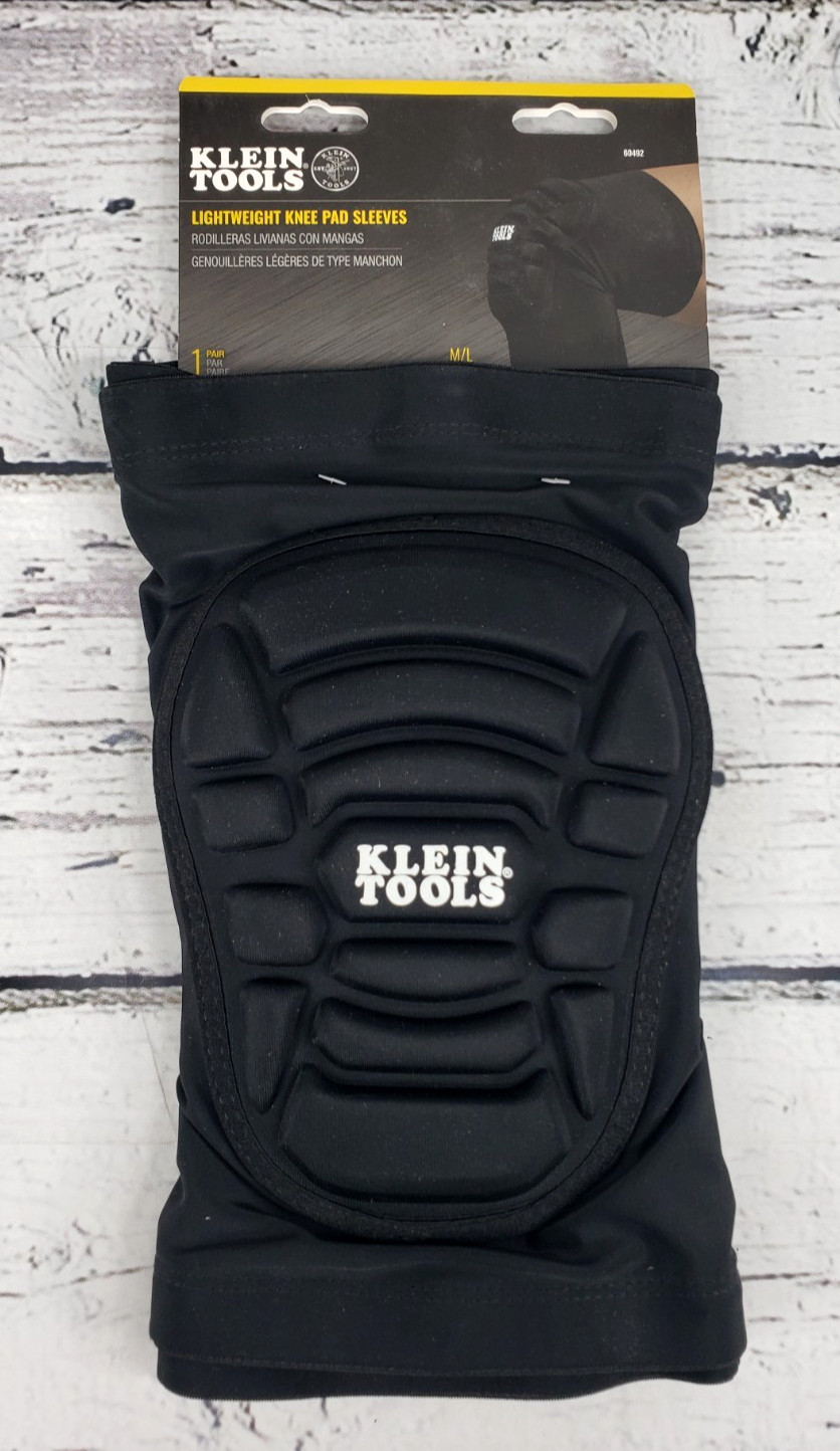 Klein Tools 60492 Lightweight Knee Pad Sleeves, M/L, Breathable Mesh Back, Black