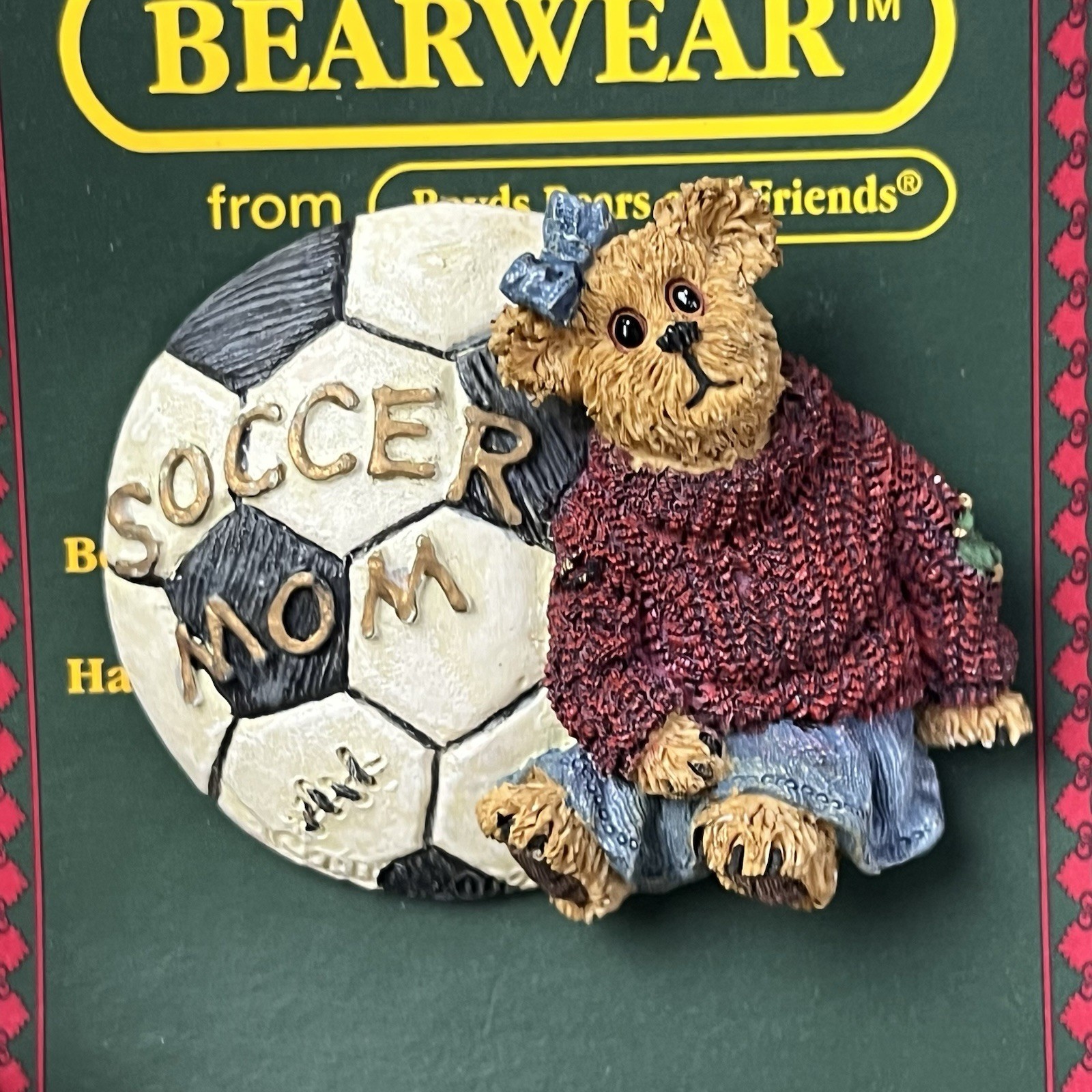 Bearwear Soccer Mom #1 Fan Pin Brooch The Boyds Collection Style #26063 2002