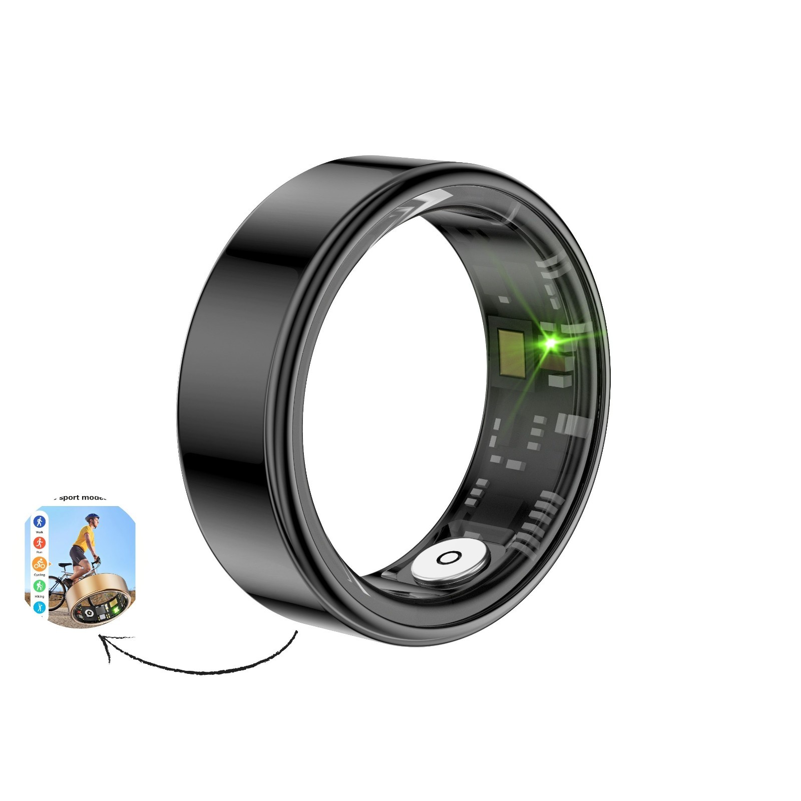 Smart Ring Health Tracker, IP65 Waterproof Monitor for Heart Rate & Fitness .