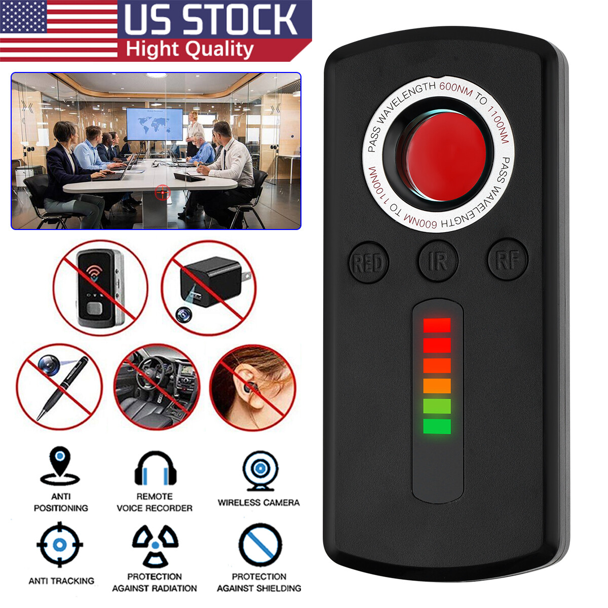 Mini GPS Tracker Finder Scanner Device Anti-Spy Hidden Camera Wireless Detector