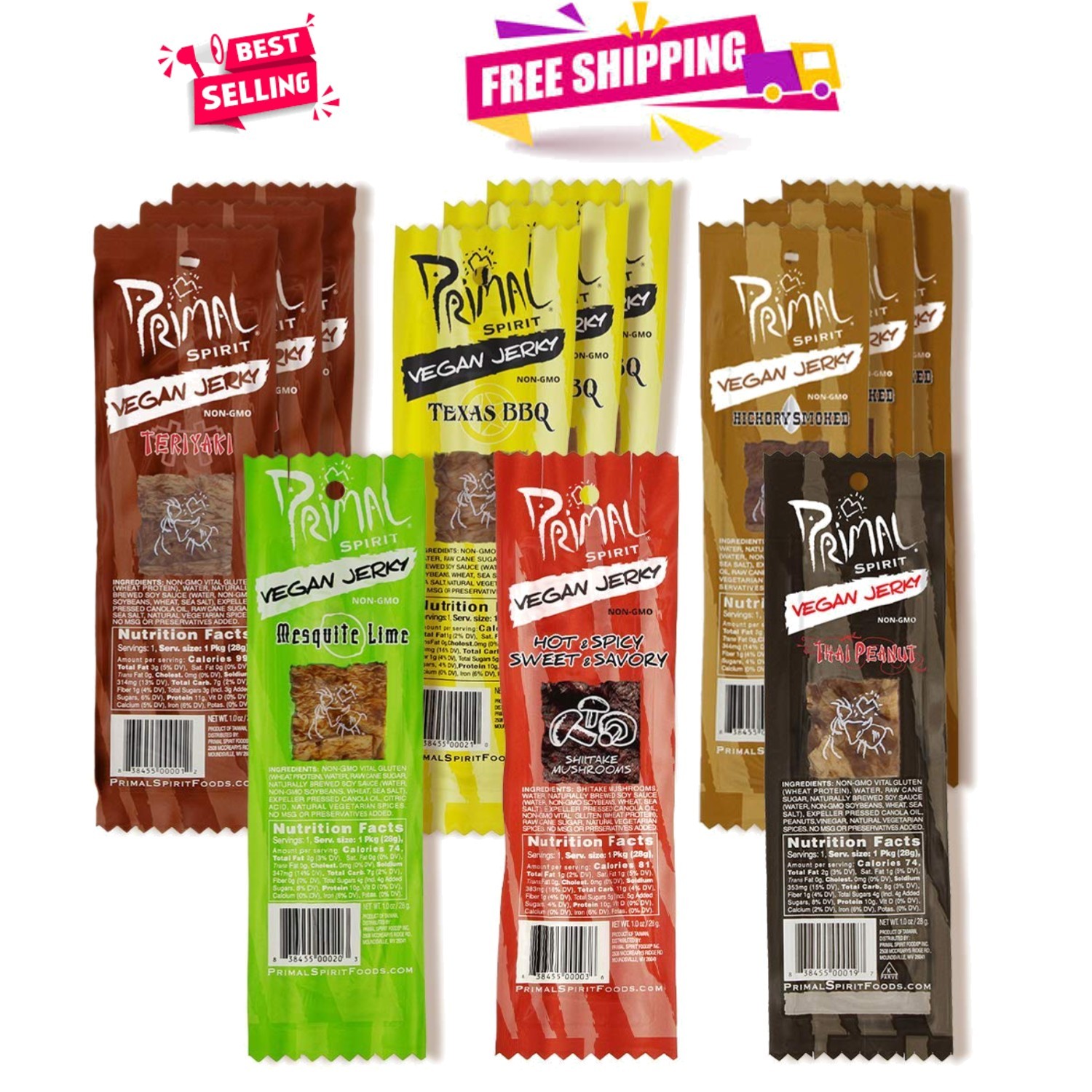 Plant-Based Protein Jerky -  Flavors Pack with 12 x 1oz Servings
