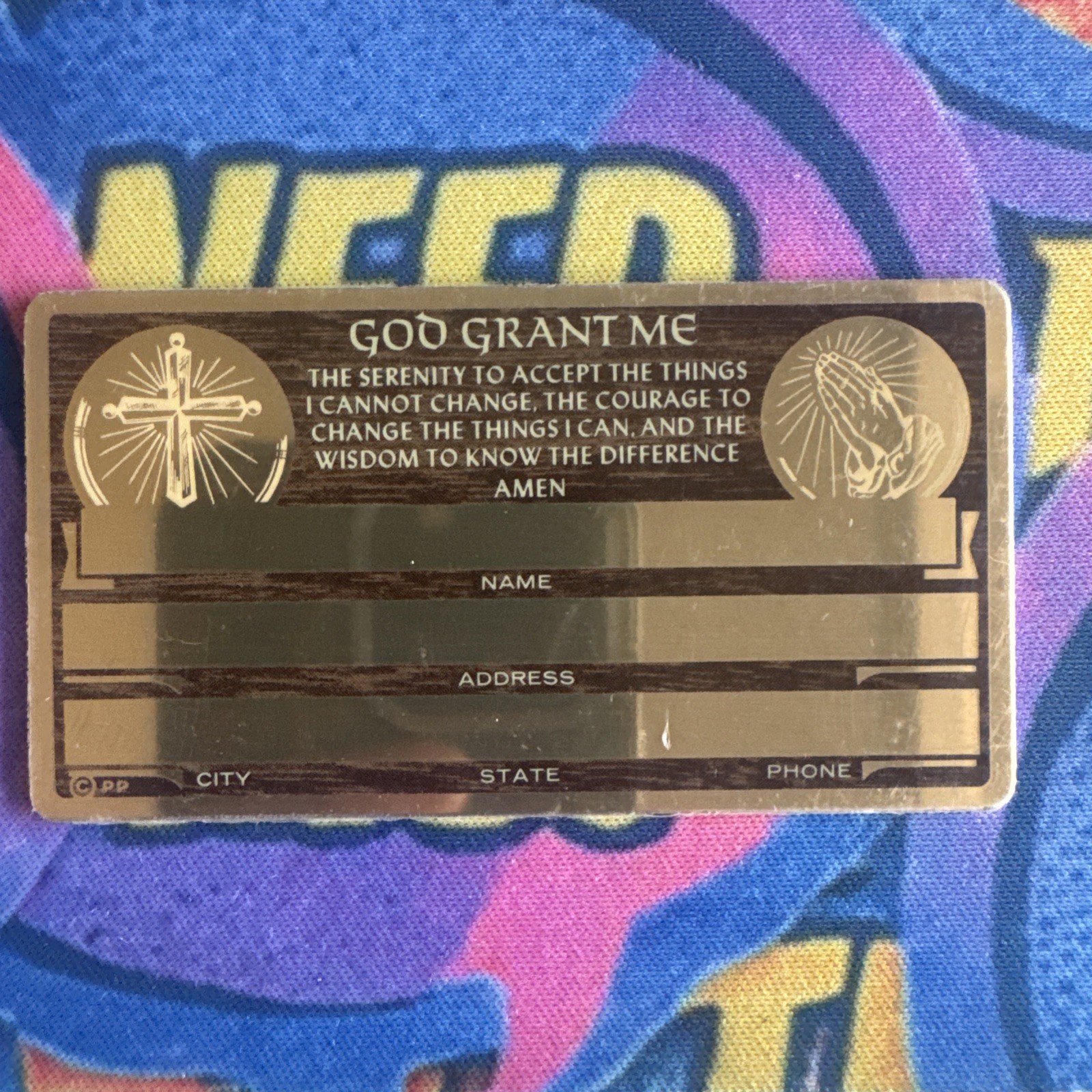 NEW Vintage SSN Social Security Card Metal USA Serenity Prayer God Grant Me