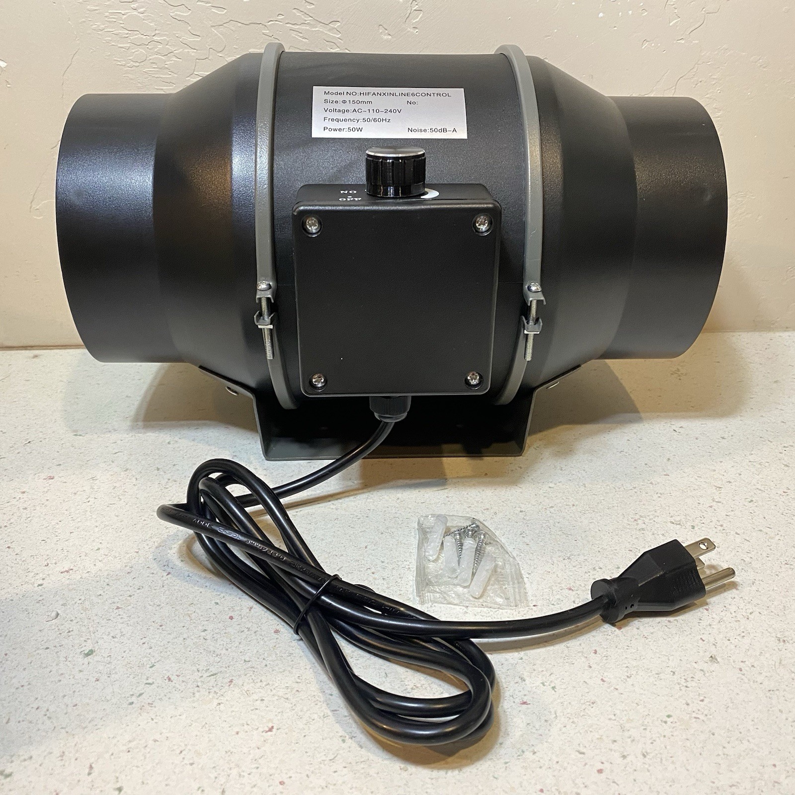 6” Inline Duct Fan Variable Speed Ventilation Exhaust Booster 150mm 50W