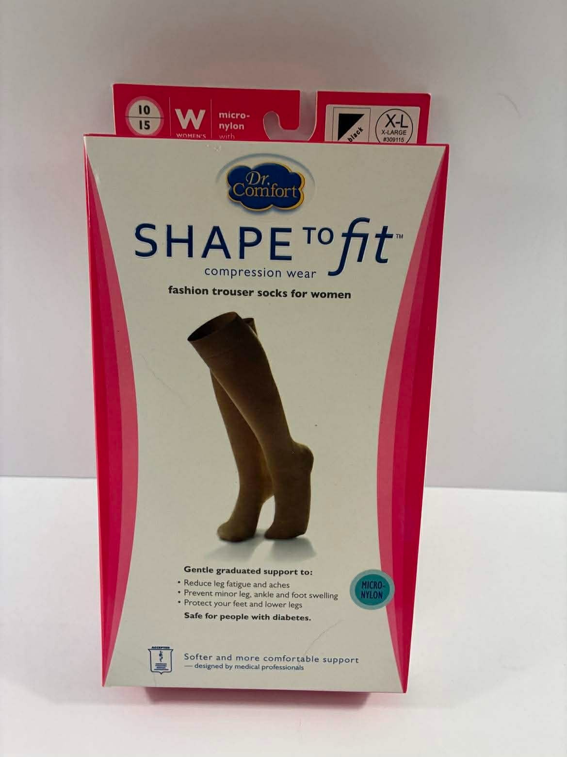 Dr. Comfort Micro-Nylon Compression Trouser Socks 10-15 Black X-Large