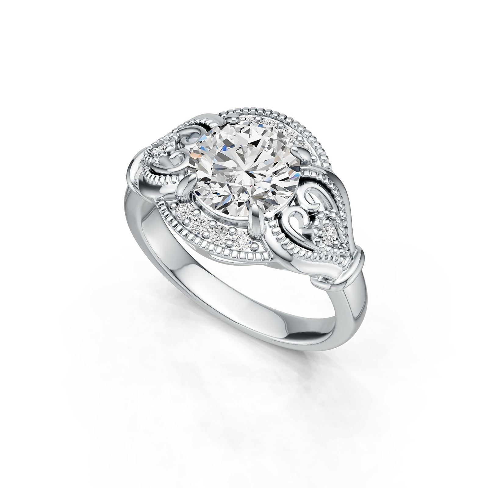 Sterling Silver Semi Mount Ring Setting Round RD 8x8mm