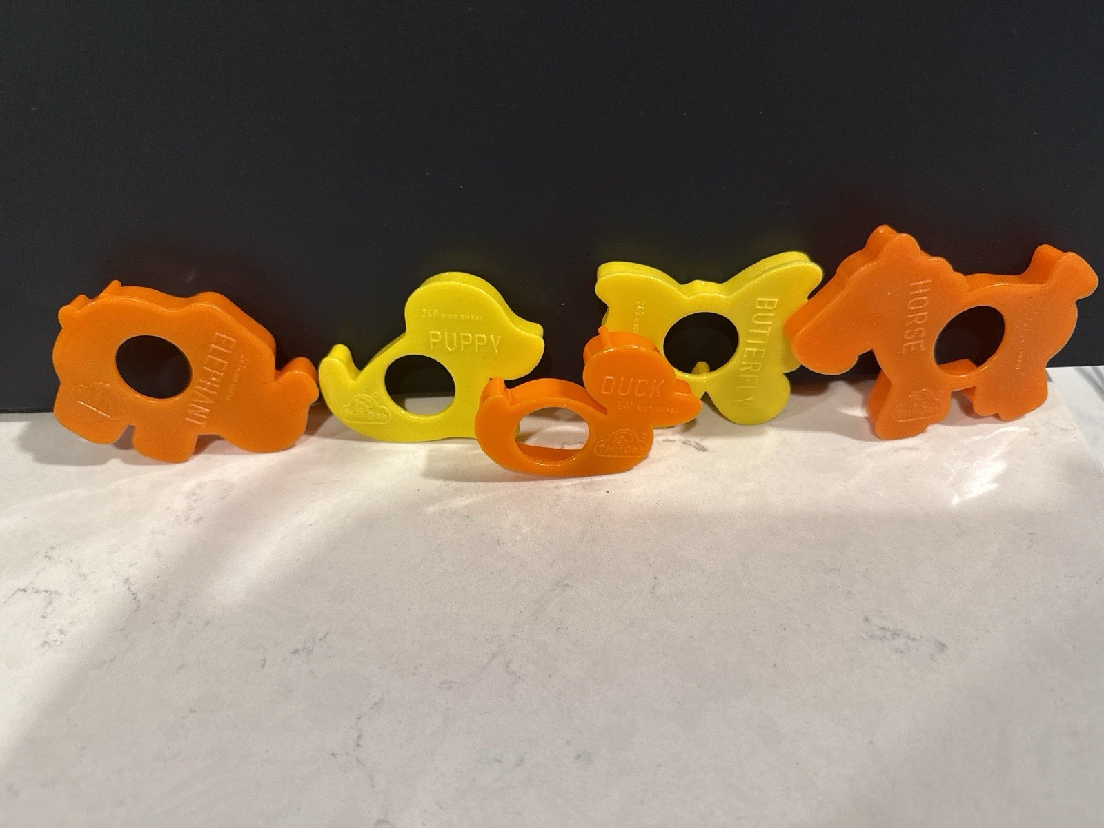 Vintage Play-Doh Animal Cutter Rings Elephant Puppy Duck Horse Butterfly Lot 70s