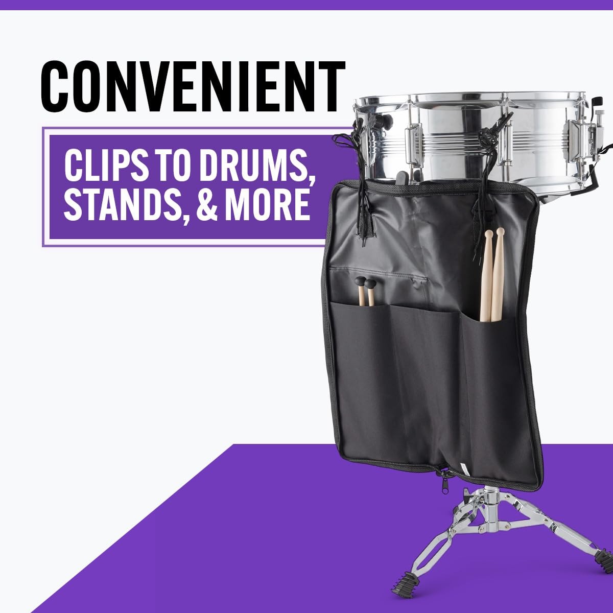 On-Stage Student Percussion Kit - Maple Drumsticks, Rubber Mallets,