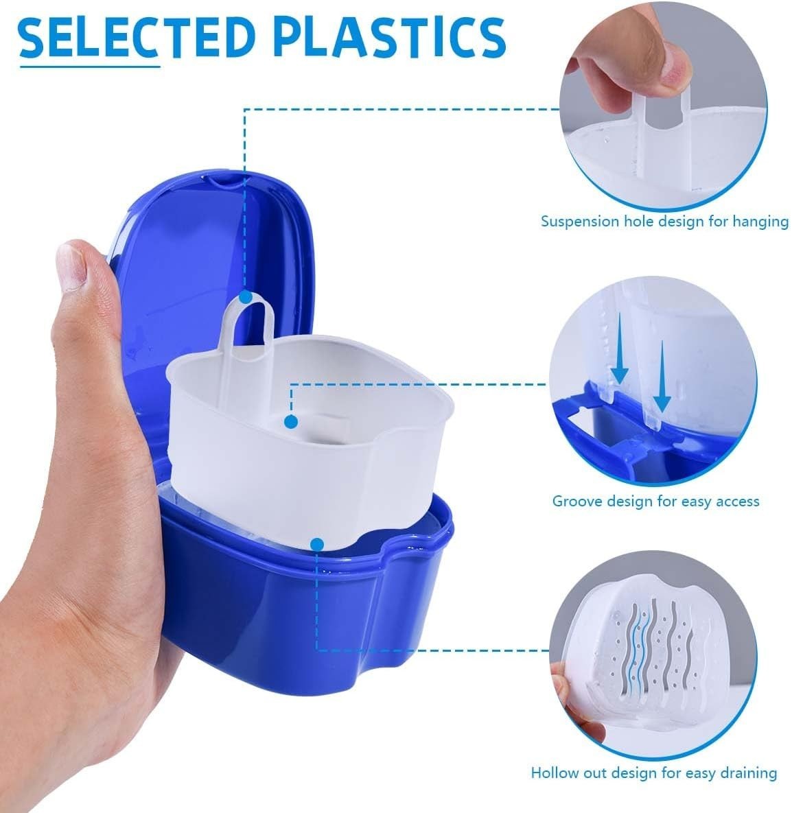 Compact Denture Storage Case Set with Strainer - Perfect for Travel Needs