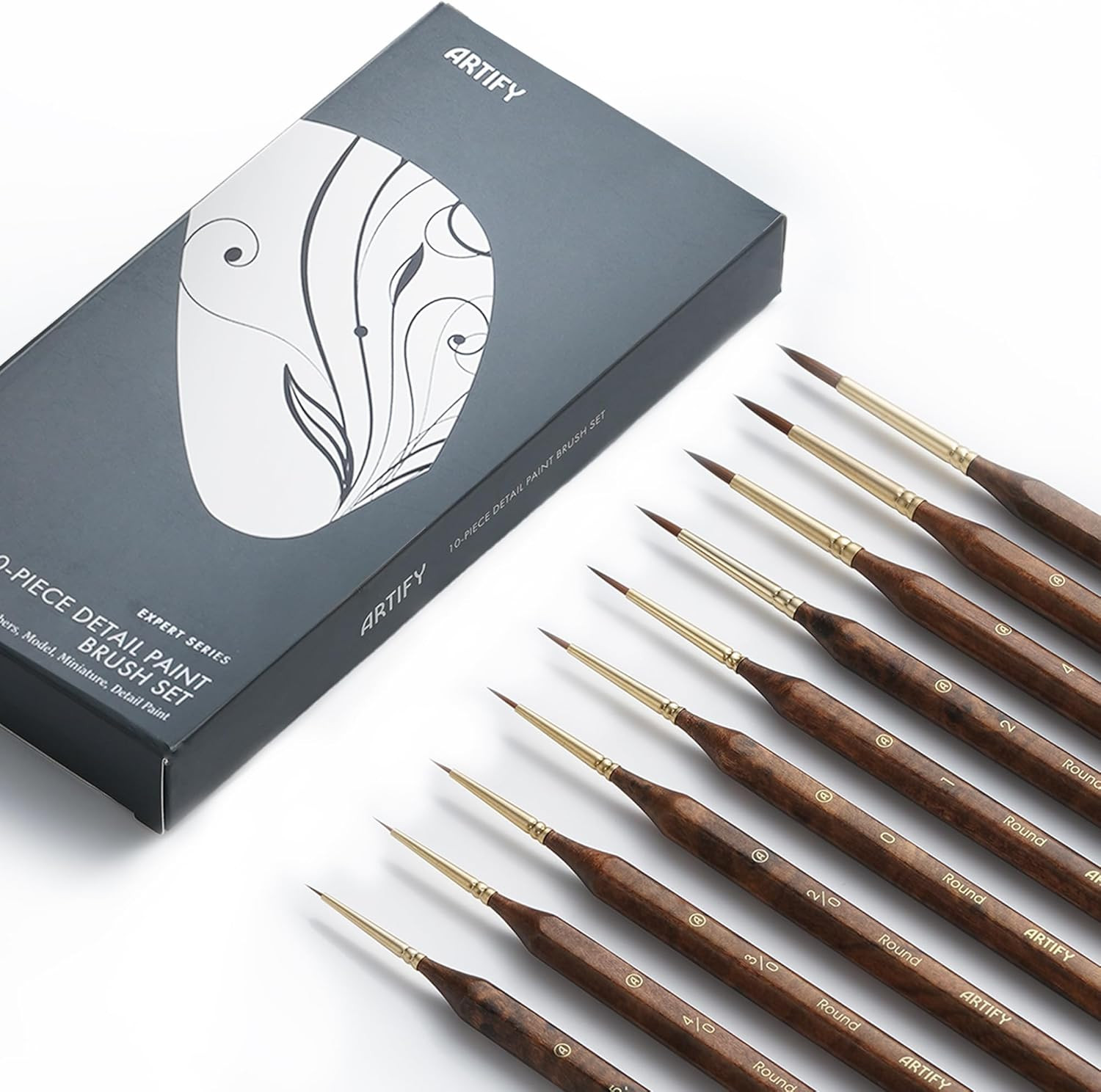 Artify Miniature Paint Brushes, Detail Brushes for Paint by Numbers, 10 Sizes Fi