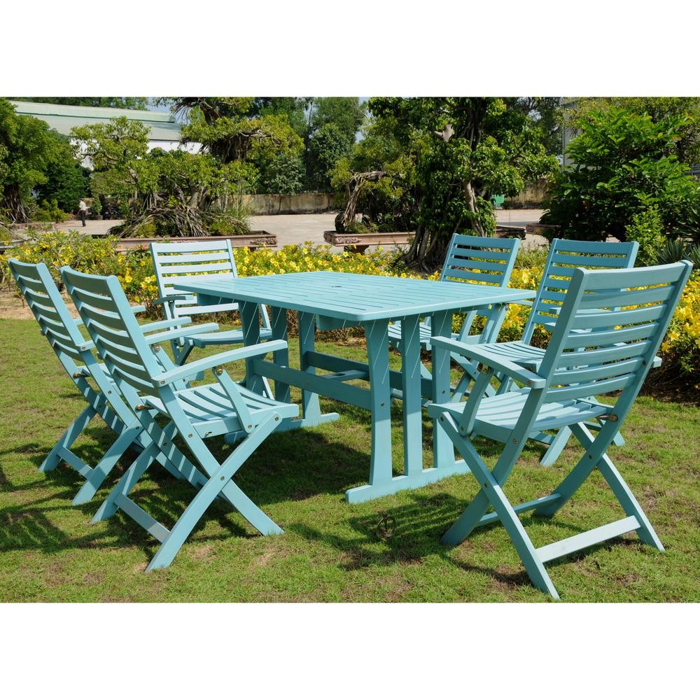 Sciacca Acacia Wood Seven Piece Dining Group